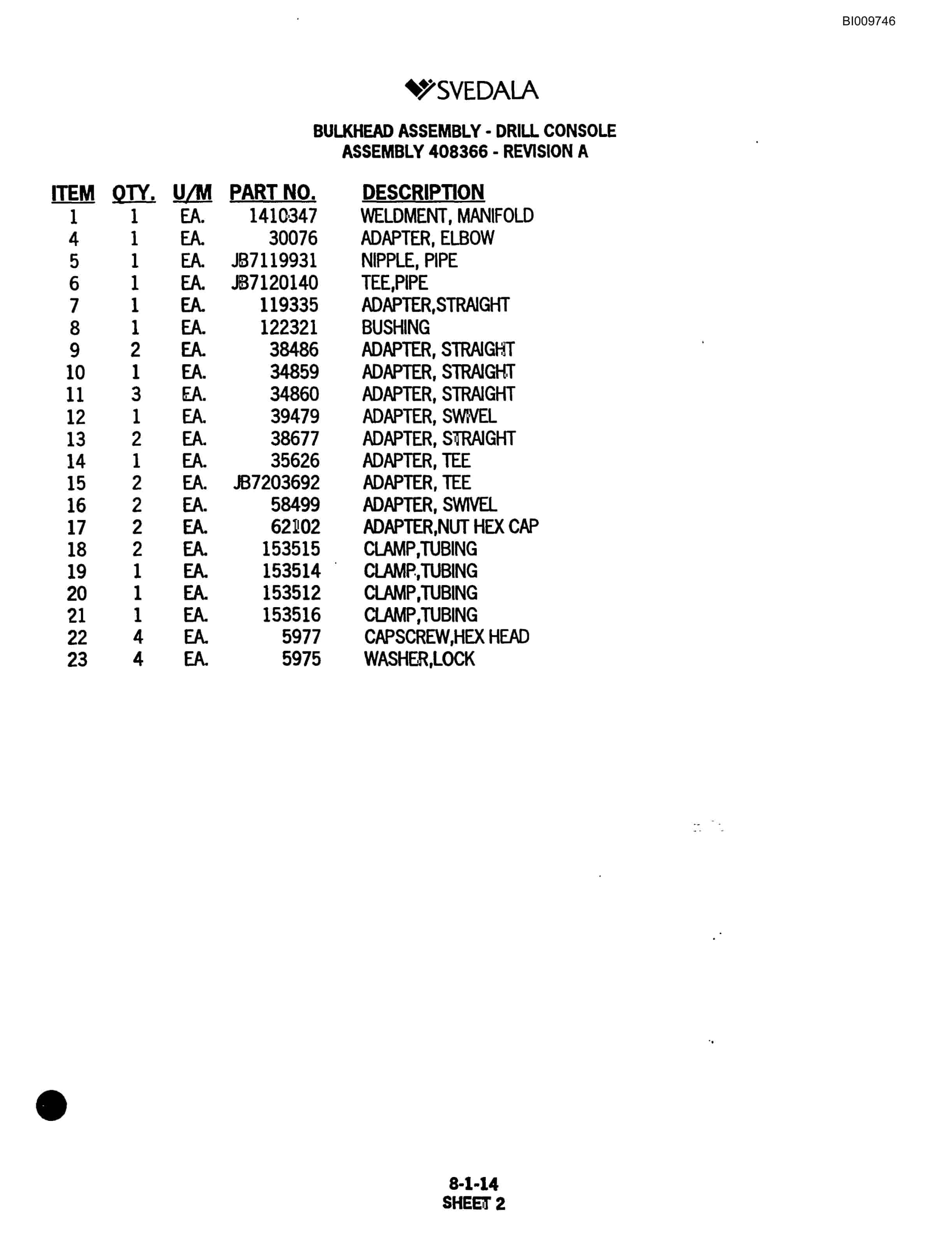 Bucyrus 300 Hydraulic Track Drill Parts Catalog BI009746-4