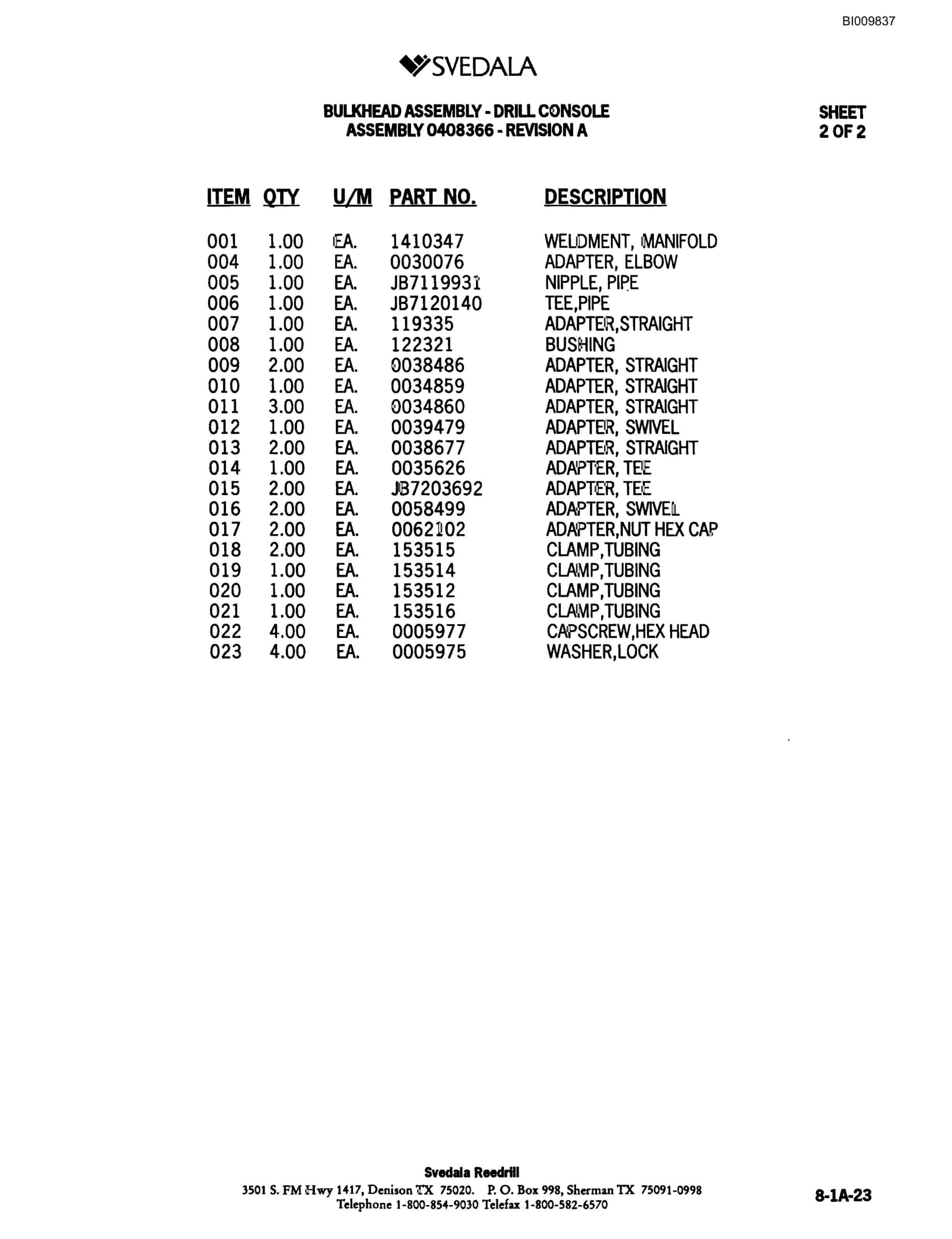 Bucyrus 300 Hydraulic Track Drill Parts Catalog BI009837-4