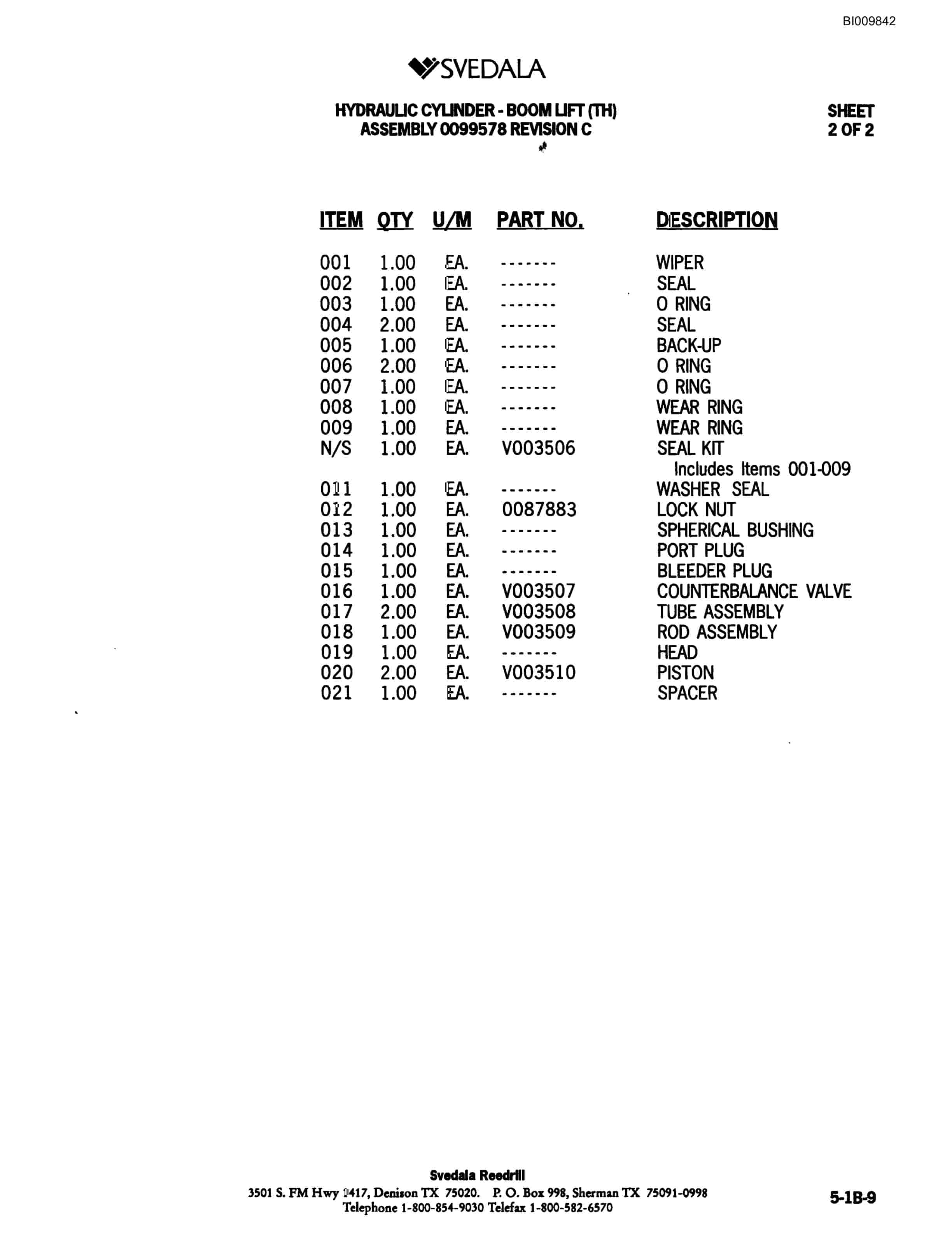 Bucyrus 300 Hydraulic Track Drill Parts Catalog BI009842-2