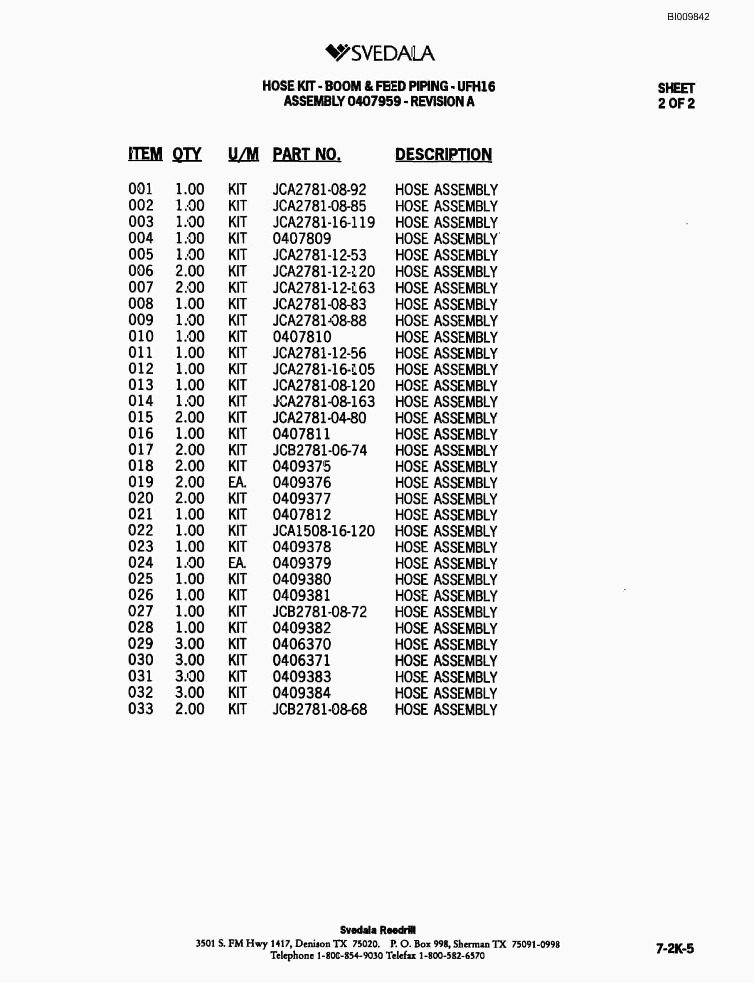 Bucyrus 300 Hydraulic Track Drill Parts Catalog BI009842-3