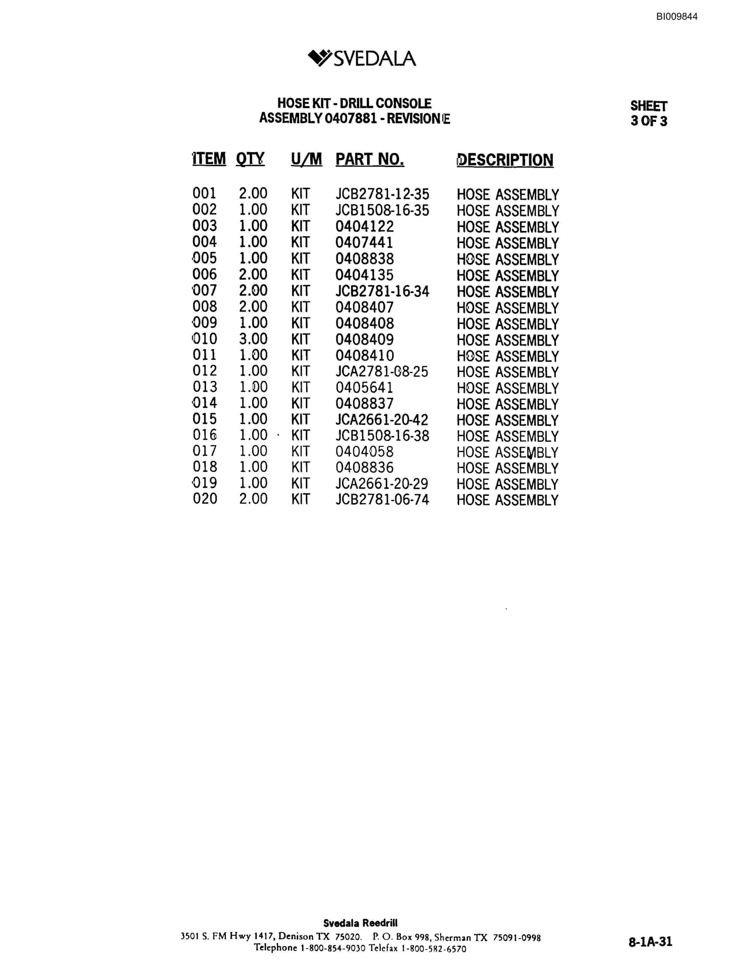 Bucyrus 300 Hydraulic Track Drill Parts Catalog BI009844-4