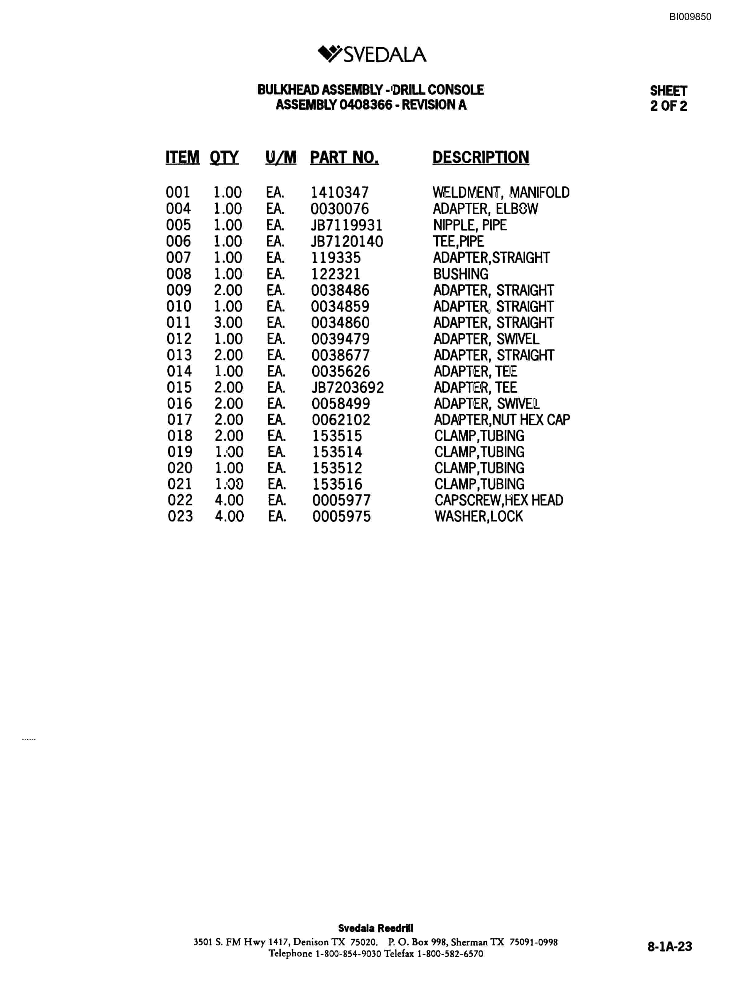 Bucyrus 300 Hydraulic Track Drill Parts Catalog BI009850-4