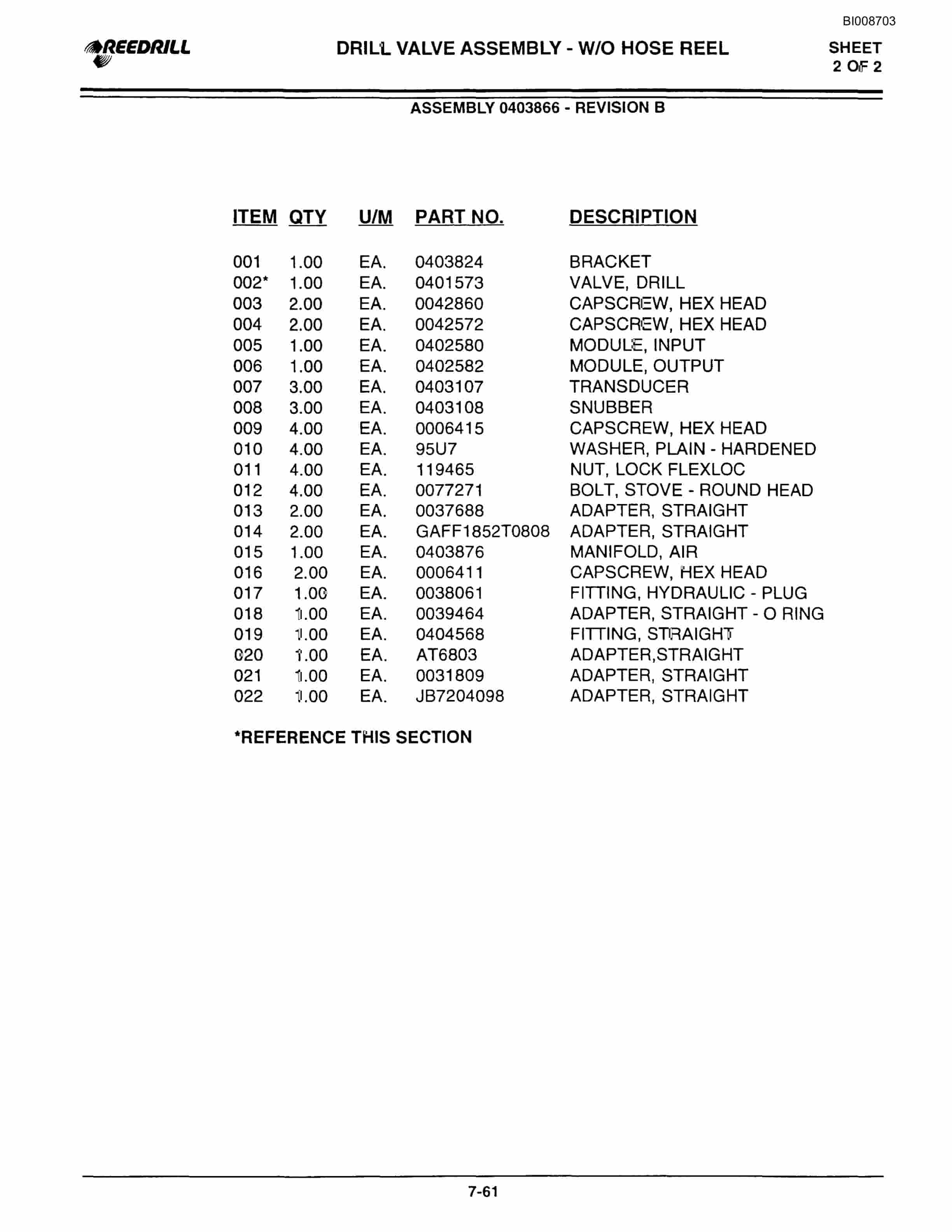 Bucyrus 3000 Hydraulic Track Drill Parts Catalog BI008703-3