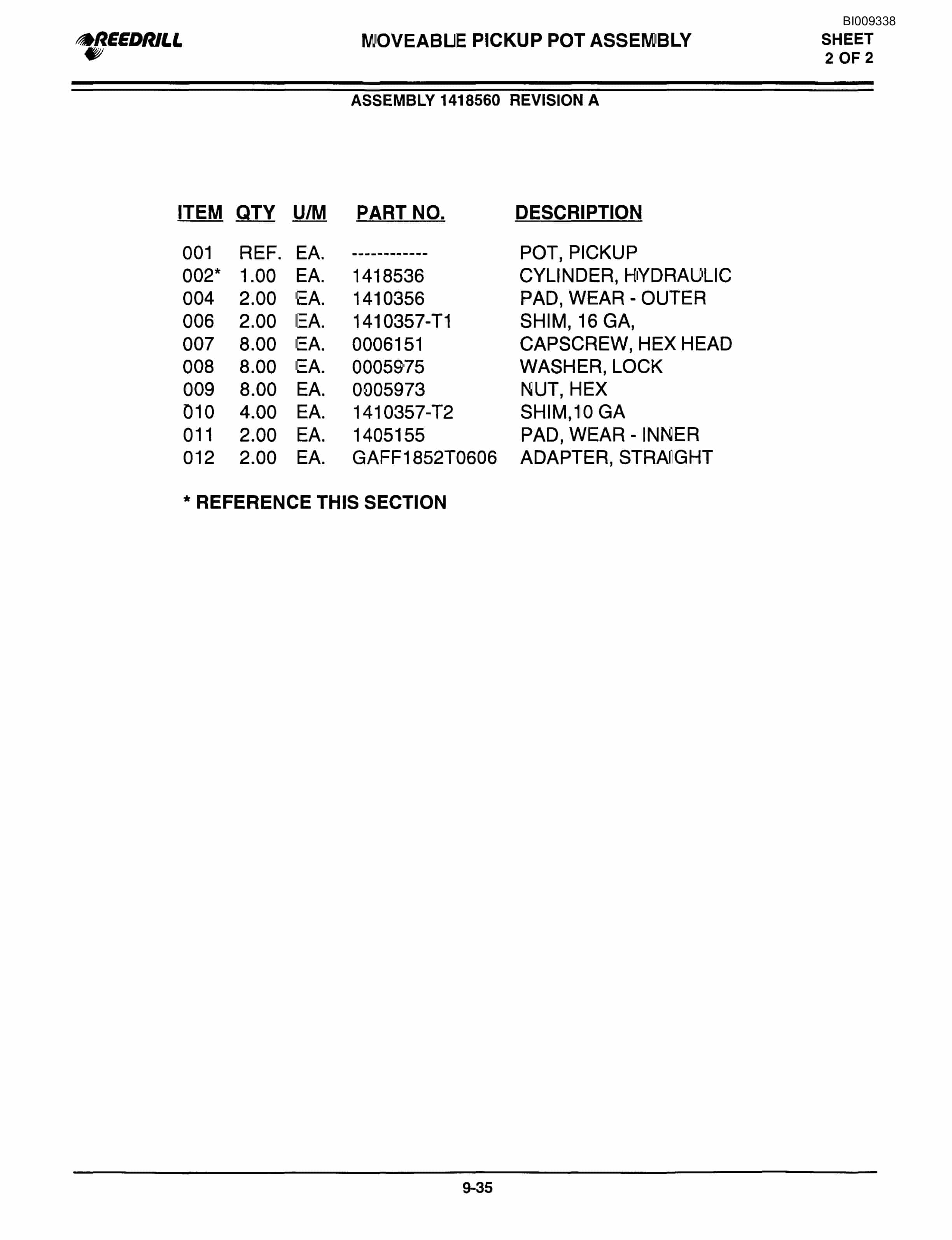 Bucyrus 3000 Hydraulic Track Drill Parts Catalog BI009338-5