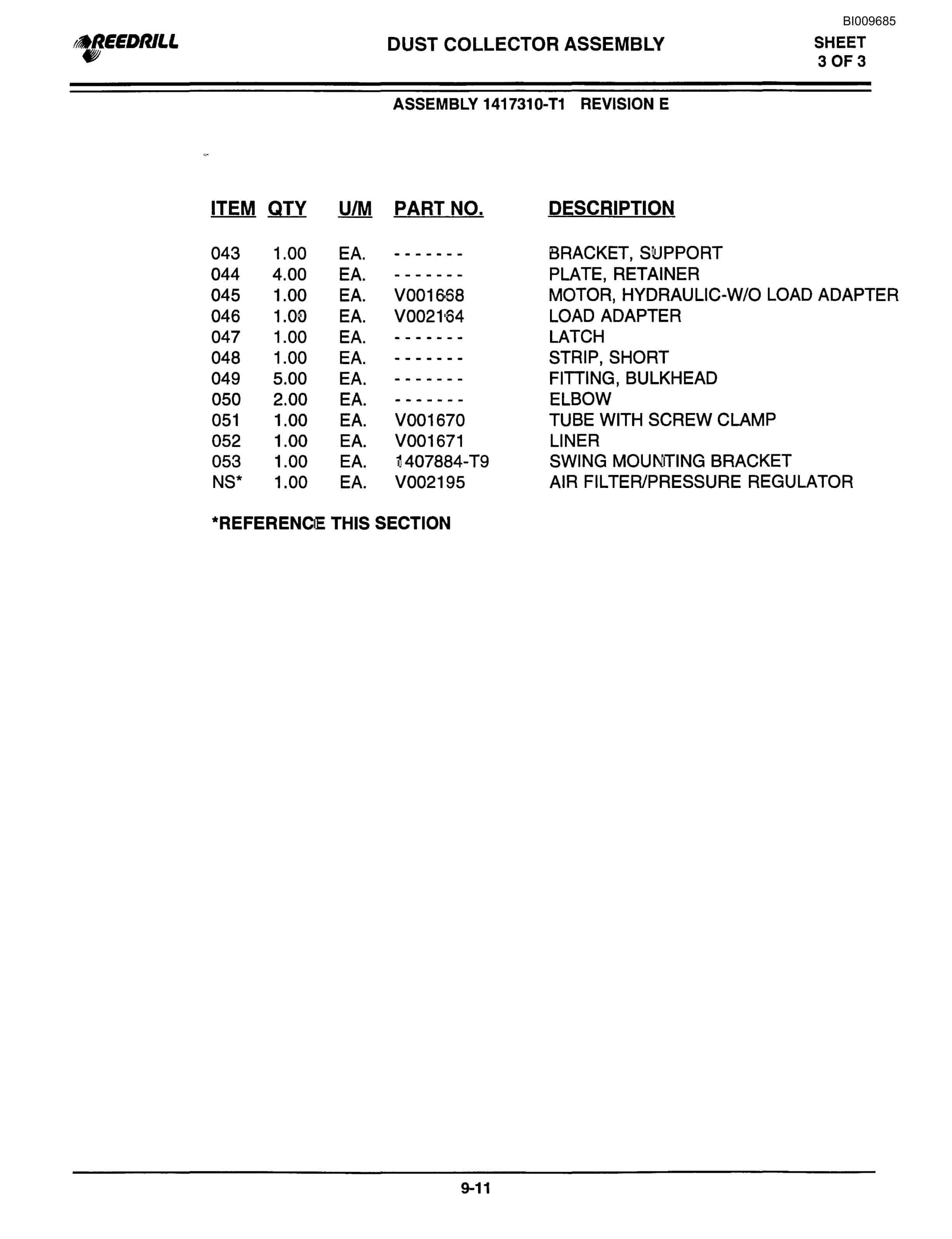 Bucyrus 3000 Hydraulic Track Drill Parts Catalog BI009685-4