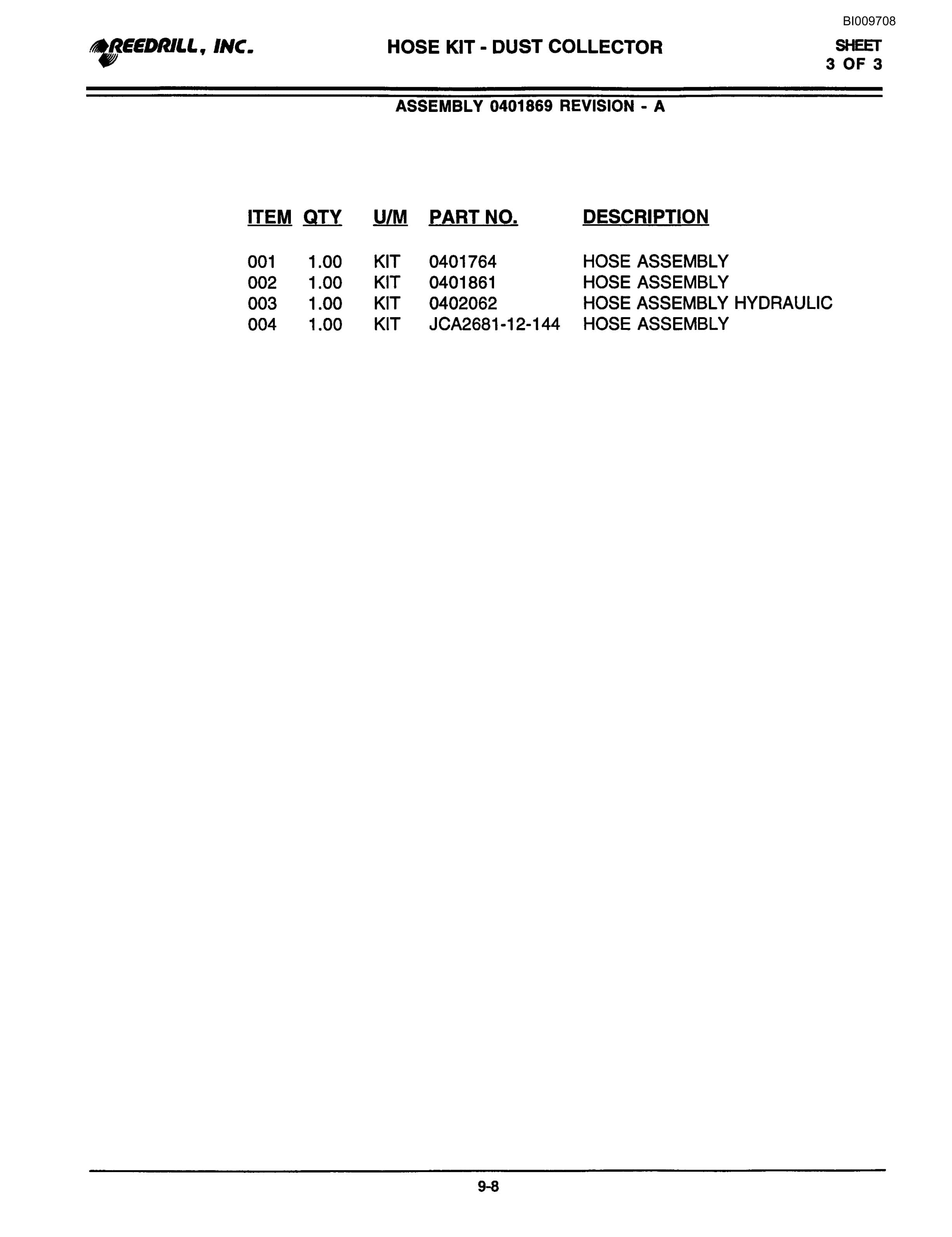 Bucyrus 3000 Hydraulic Track Drill Parts Catalog BI009708-5