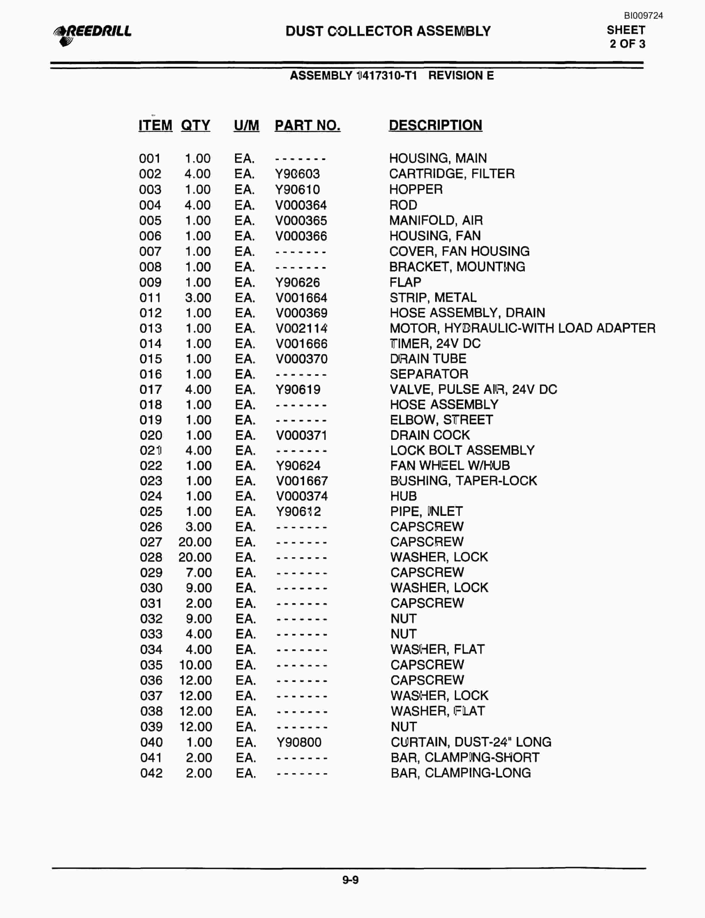 Bucyrus 3000 Hydraulic Track Drill Parts Catalog BI009724-4