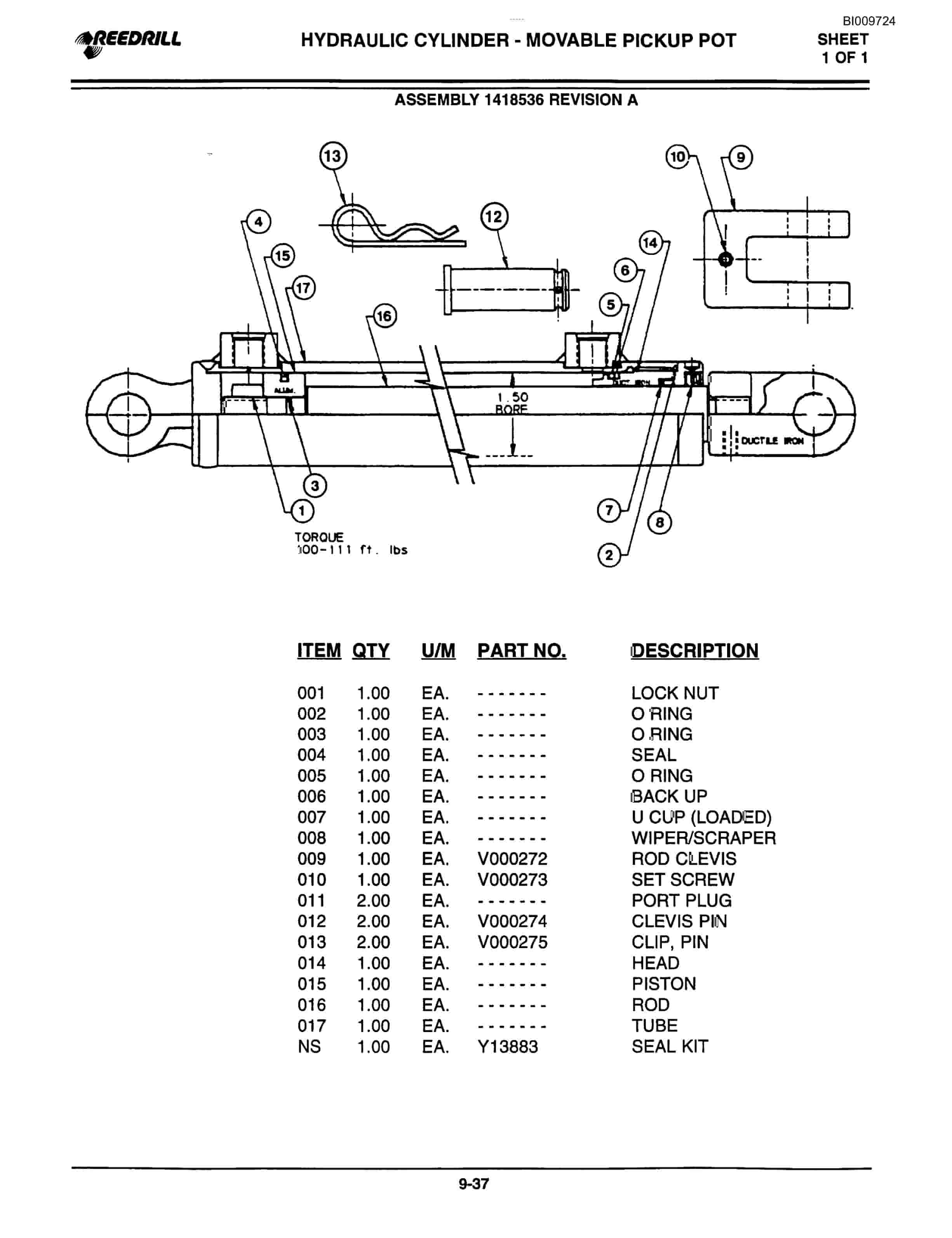 Bucyrus 3000 Hydraulic Track Drill Parts Catalog BI009724-5