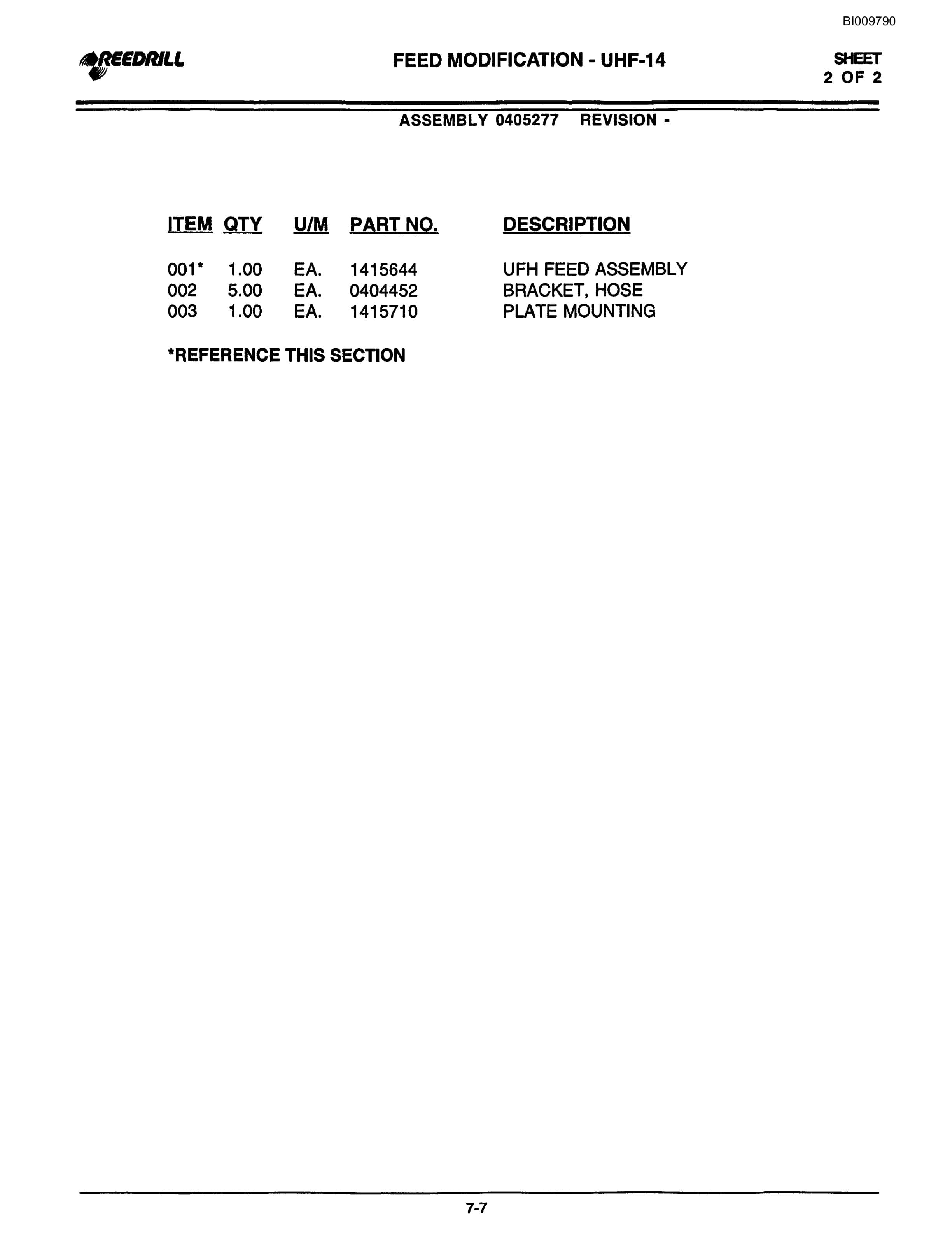 Bucyrus 3000 Hydraulic Track Drill Parts Catalog BI009790-2
