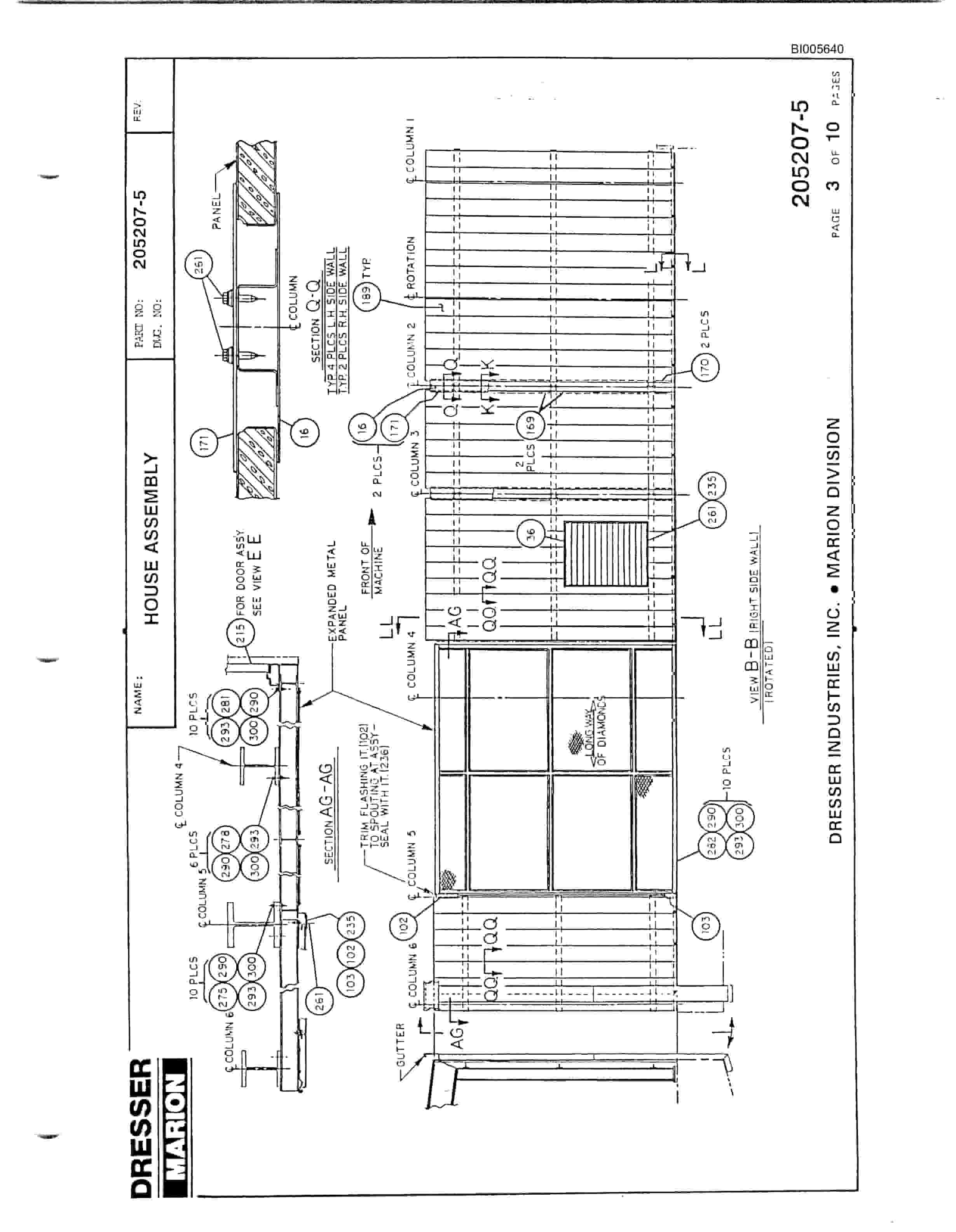 Bucyrus 305-M Crawler Dragline Parts Catalog BI005640-3