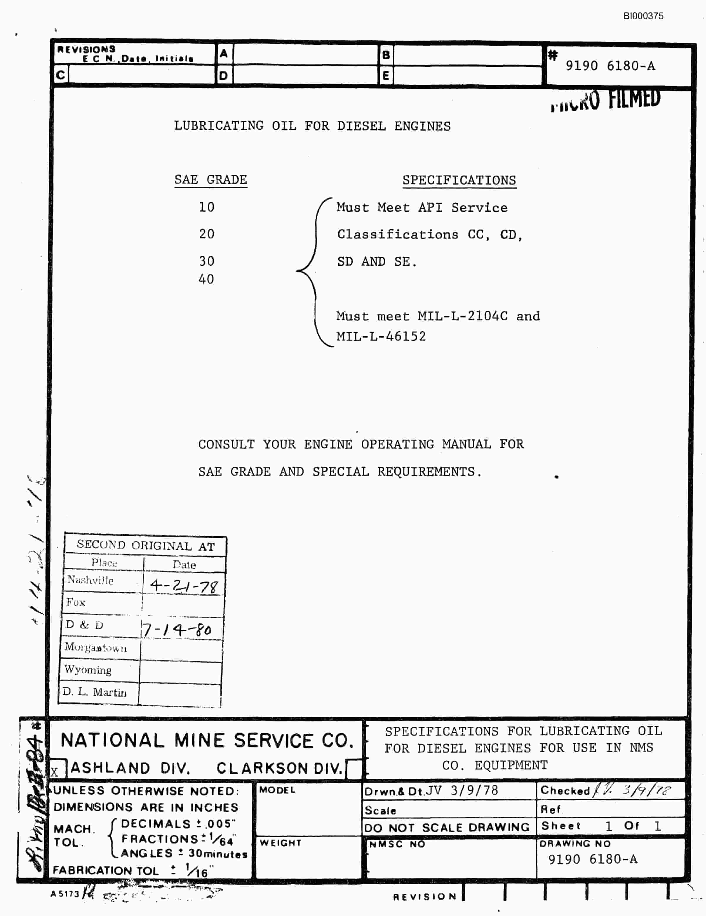 Bucyrus 3080-6 Drum Miner Parts Catalog BI000375-3