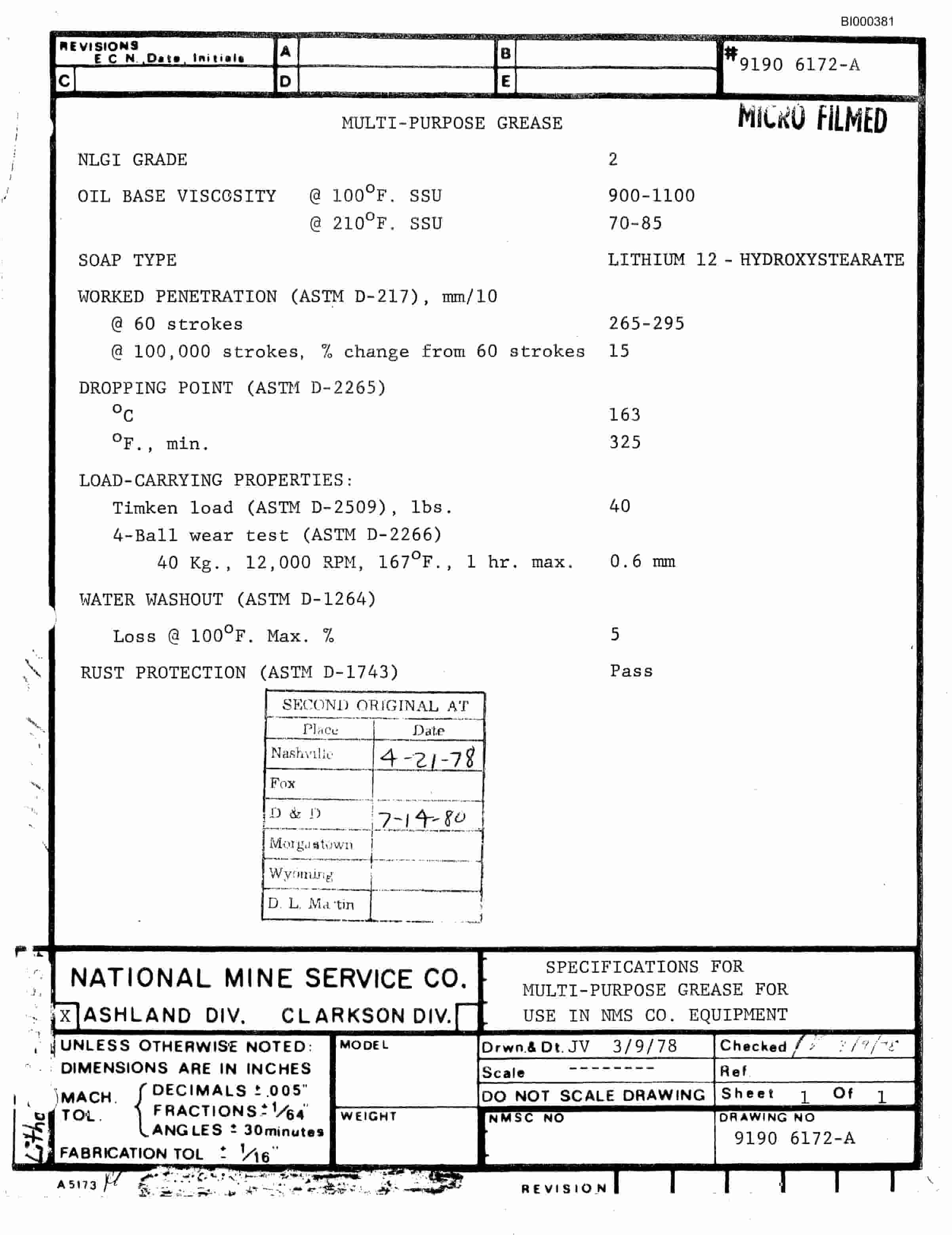 Bucyrus 3080-6 Drum Miner Parts Catalog BI000381-3