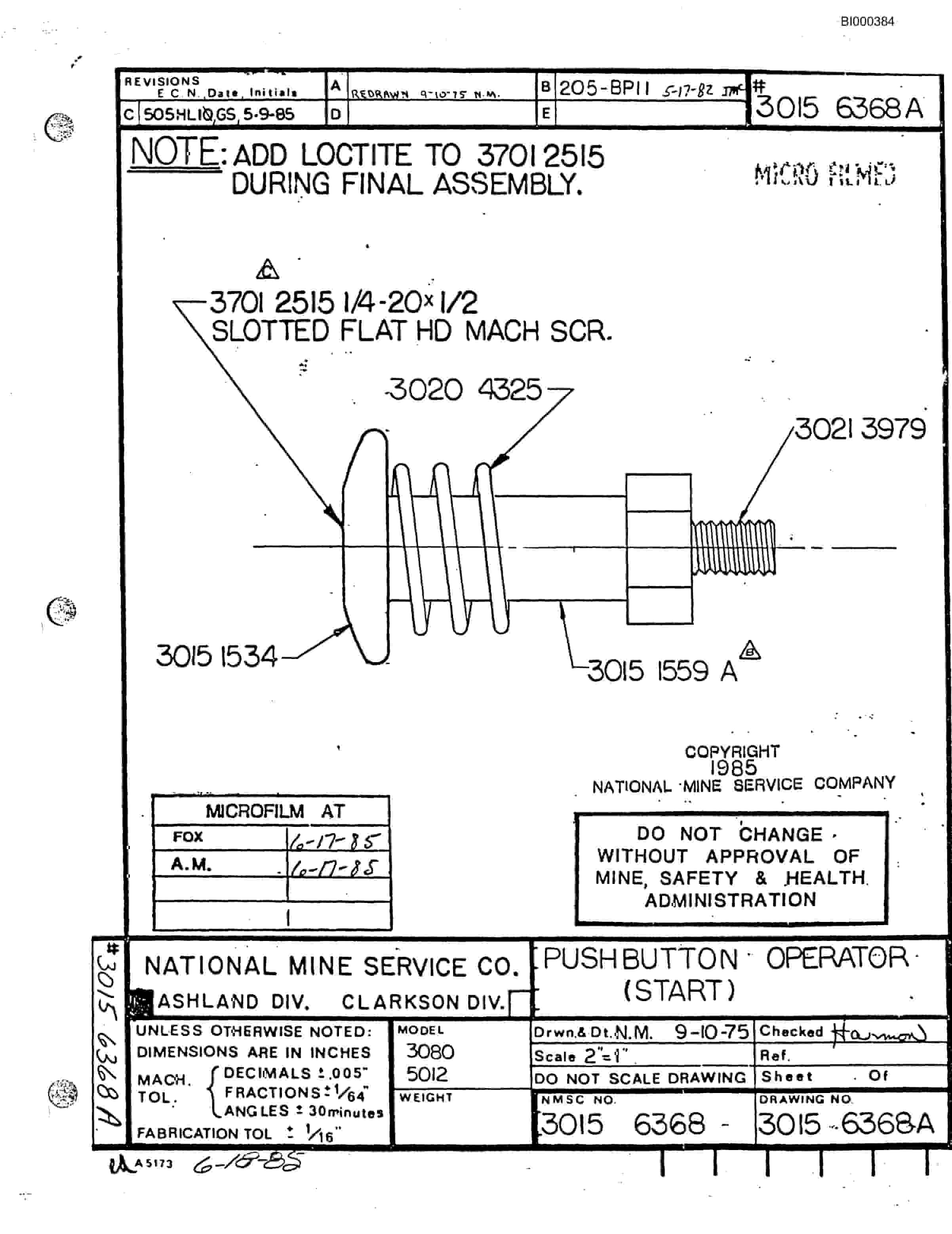Bucyrus 3080 Drum Miner Parts Catalog BI000384-4