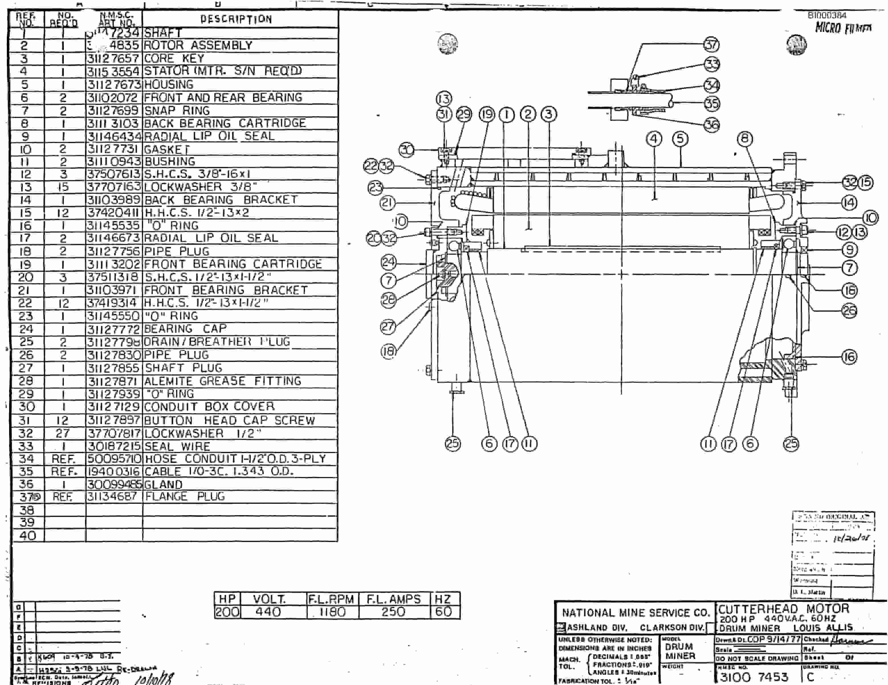 Bucyrus 3080 Drum Miner Parts Catalog BI000384-5