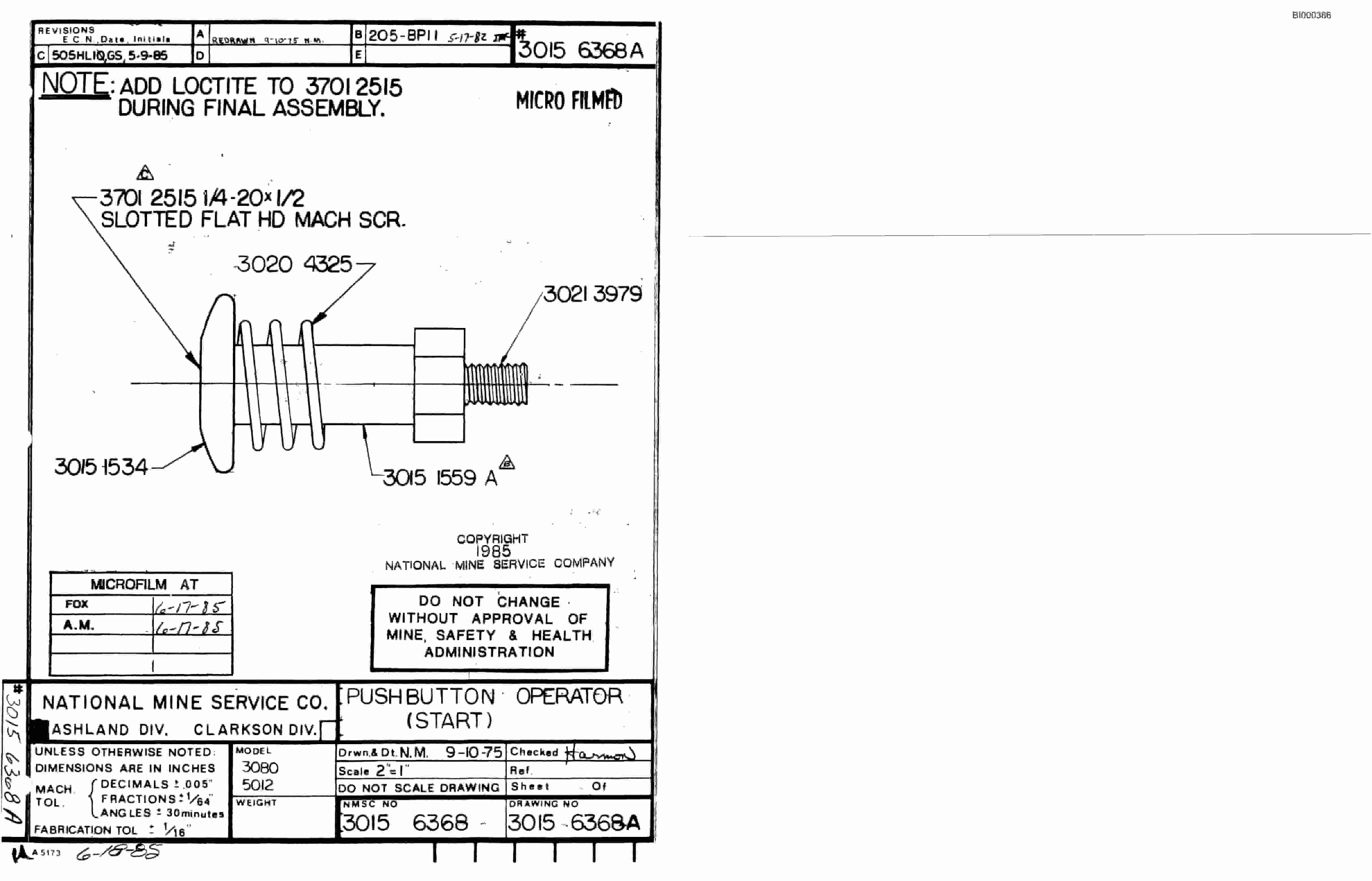 Bucyrus 3080 Drum Miner Parts Catalog BI000386-3