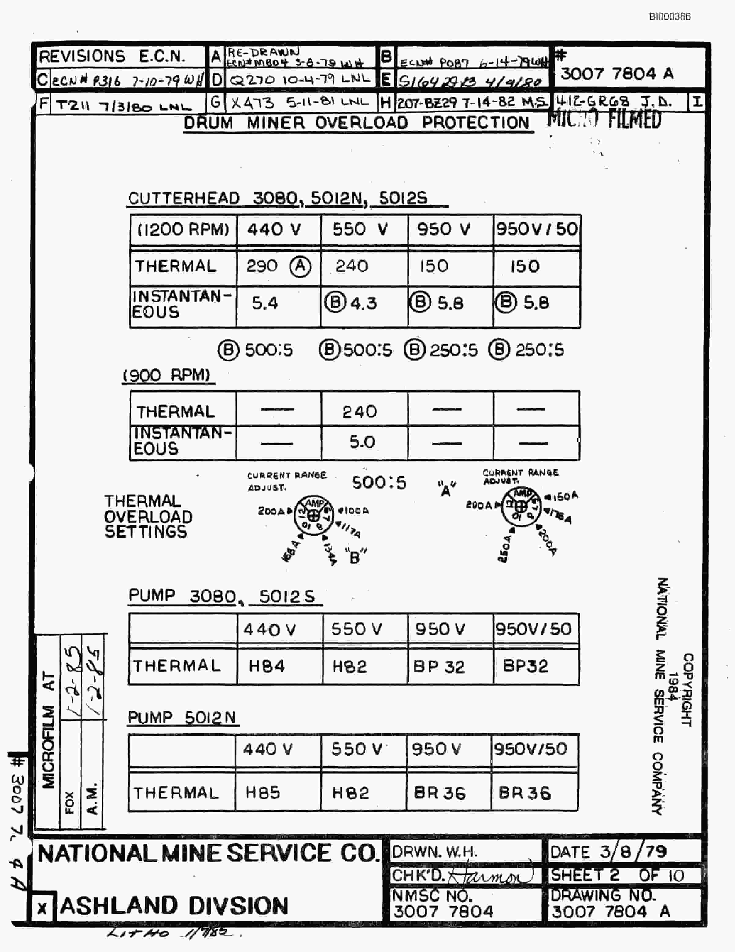 Bucyrus 3080 Drum Miner Parts Catalog BI000386-5
