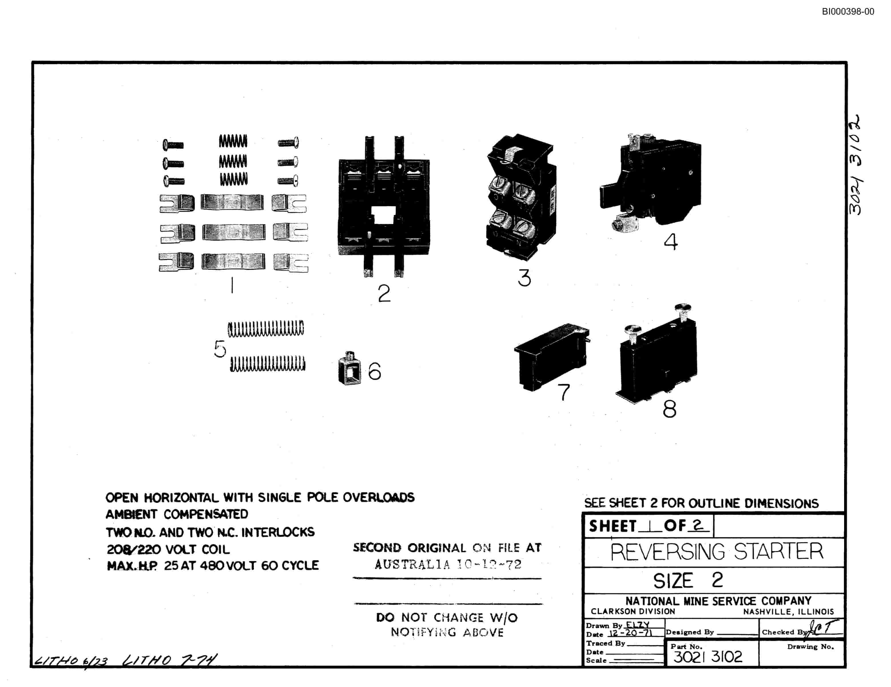 Bucyrus 3080 Drum Miner Parts Catalog BI000398-00-2
