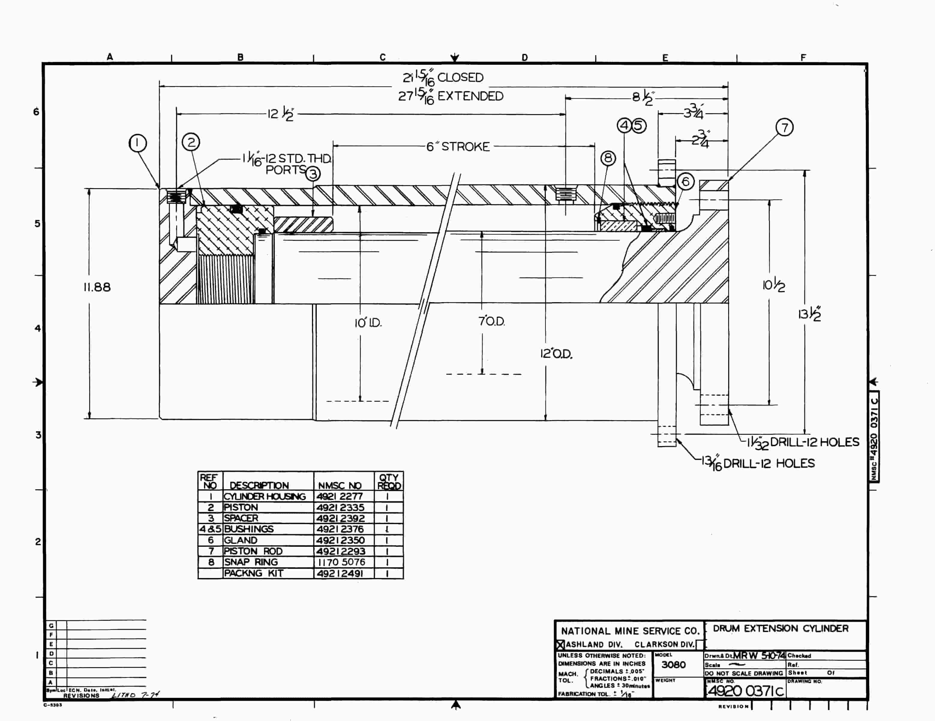 Bucyrus 3080 Drum Miner Parts Catalog BI000398-00-5