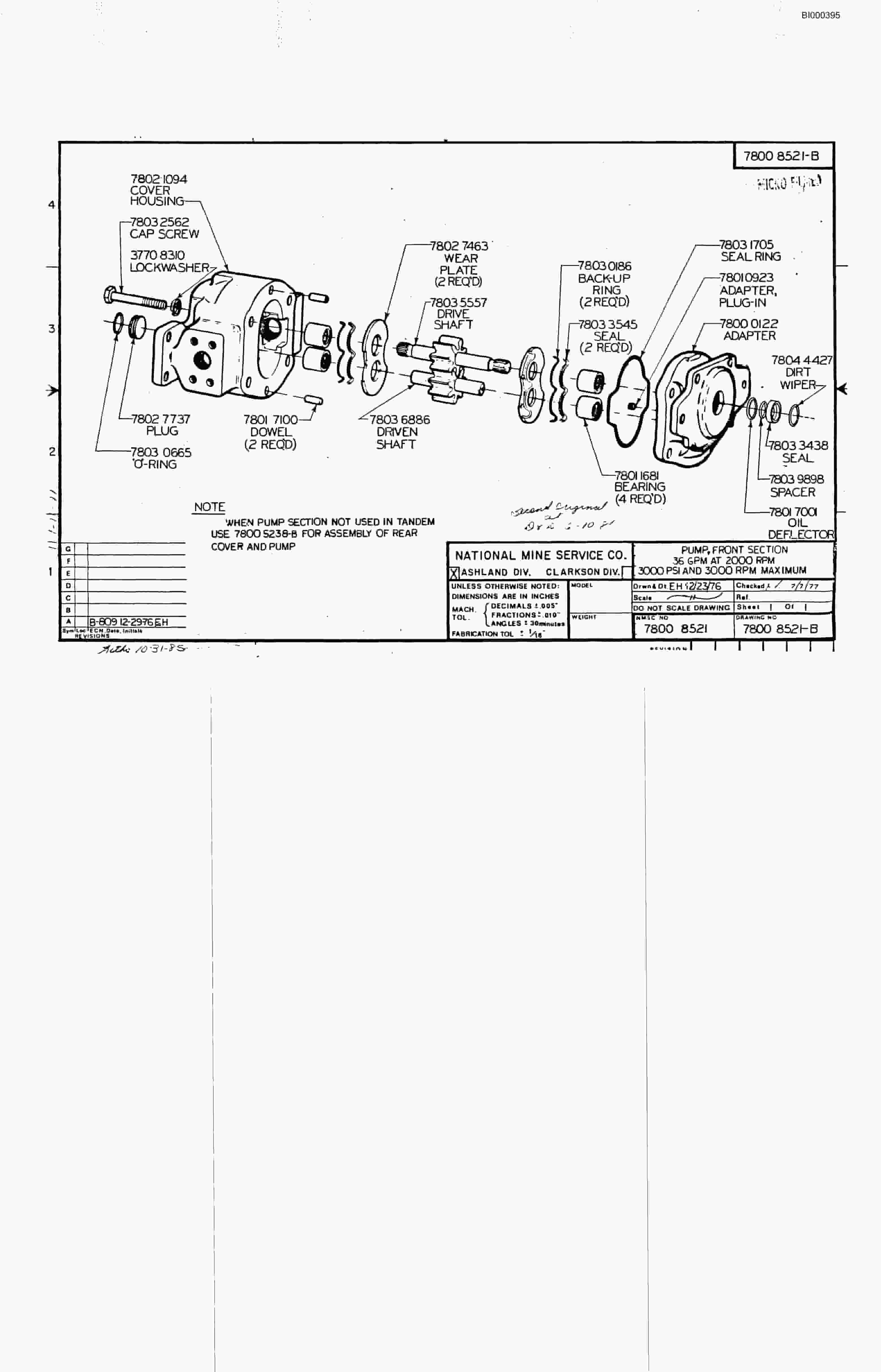 Bucyrus 3080LP Drum Miner Parts Catalog BI000395-3