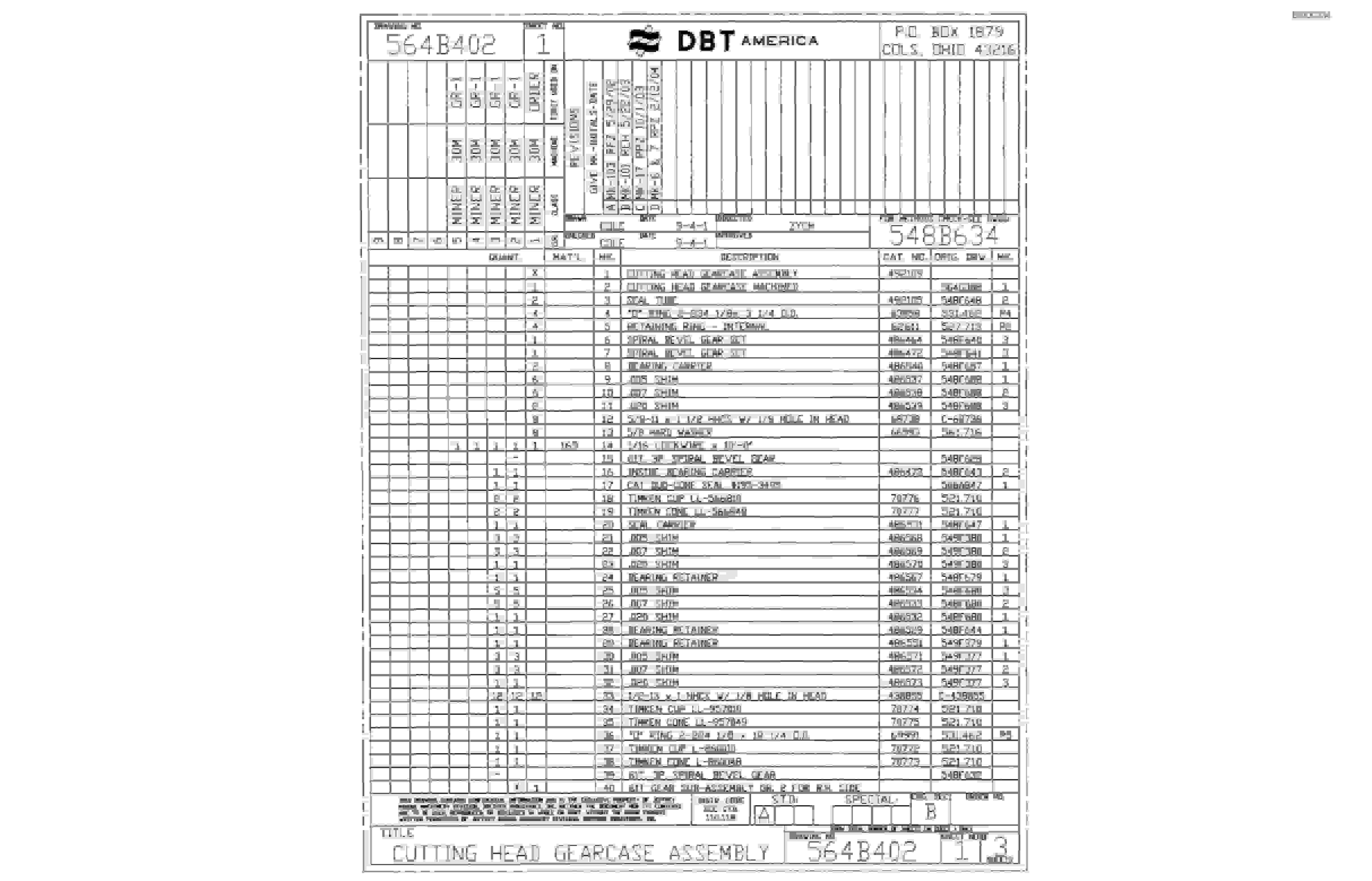 Bucyrus 30M-3L Miner Parts Catalog BI000334-4