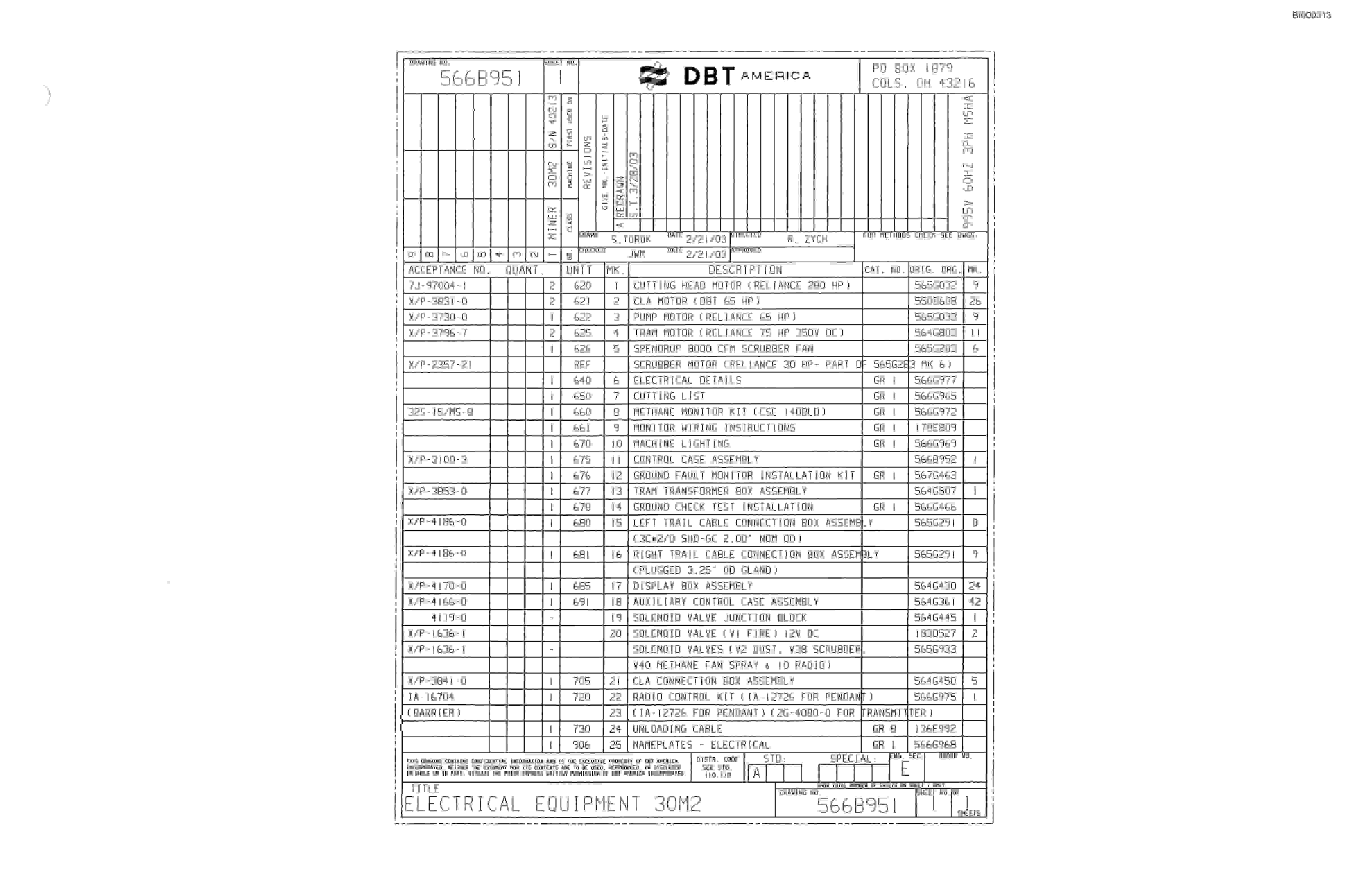 Bucyrus 30M2 Continuous Miner Parts Catalog BI000313-5