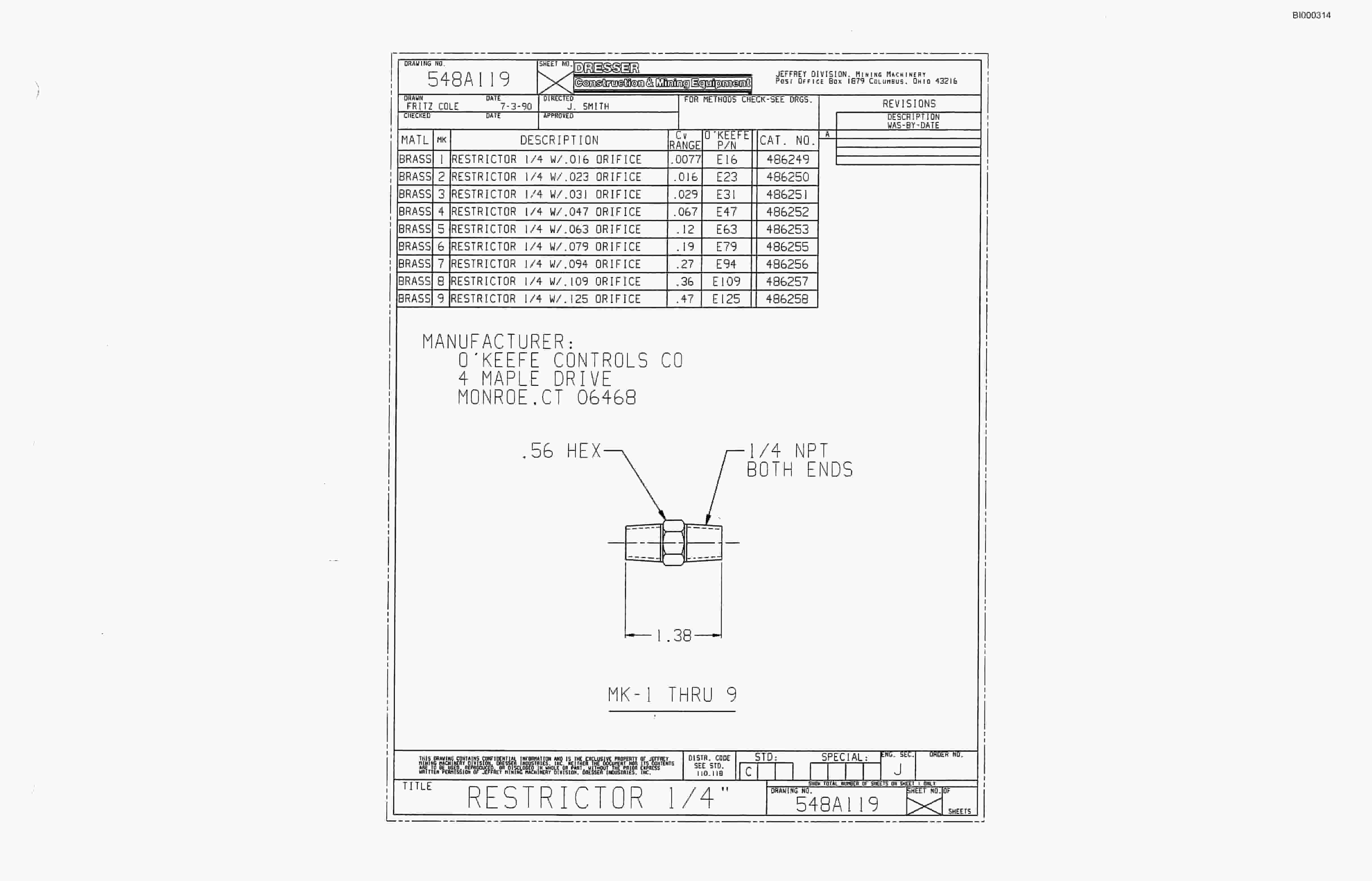 Bucyrus 30M3 Continuous Miner Parts Catalog BI000314-3