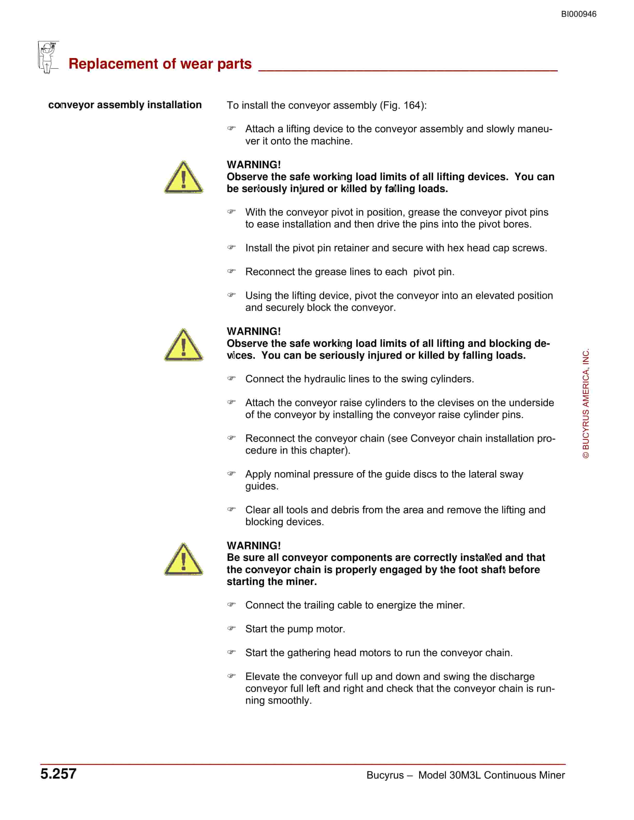 Bucyrus 30M3L Continuous Miner Operation Manual BI000946-4
