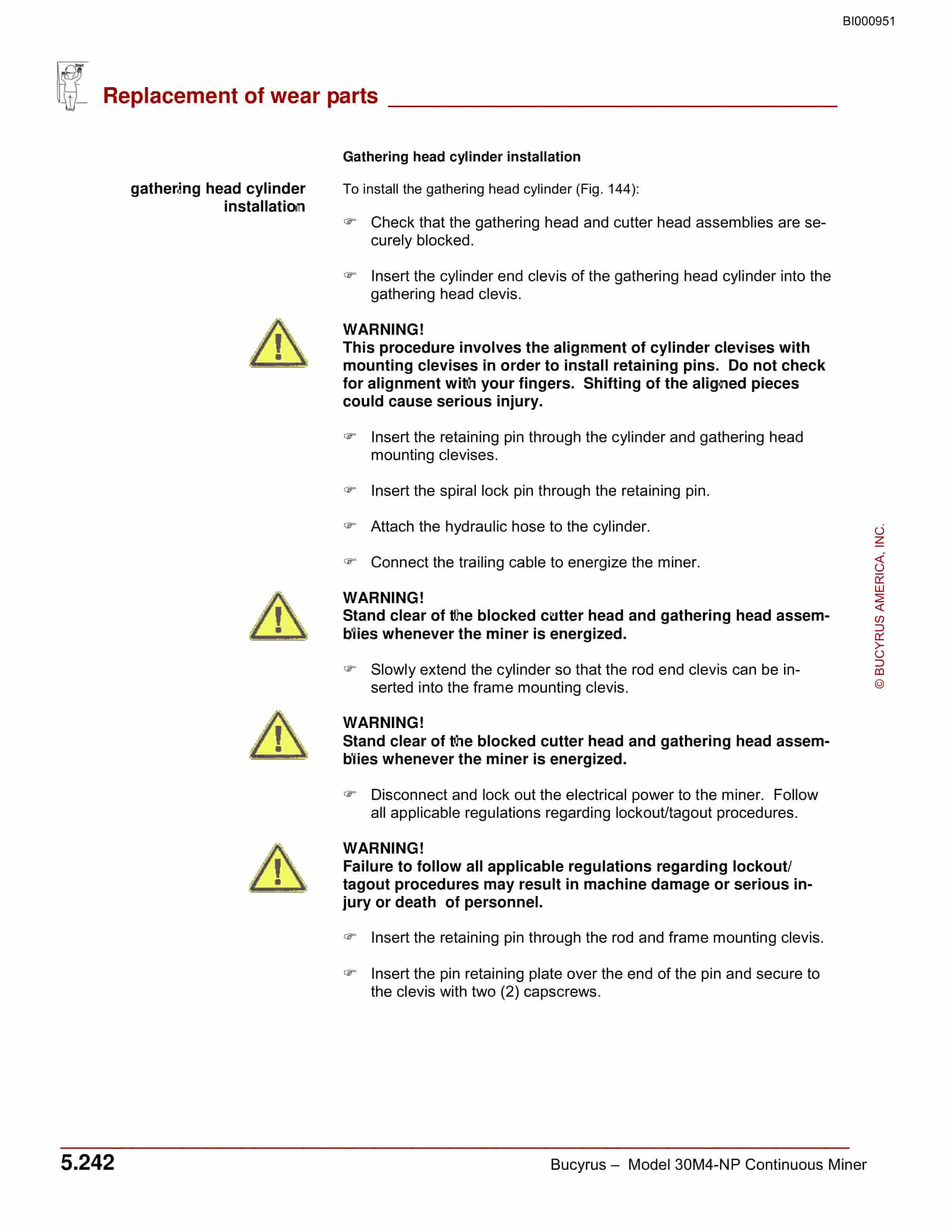 Bucyrus 30M4-NP India Continuous Miner Operation And Maintenance Manual BI000951-4
