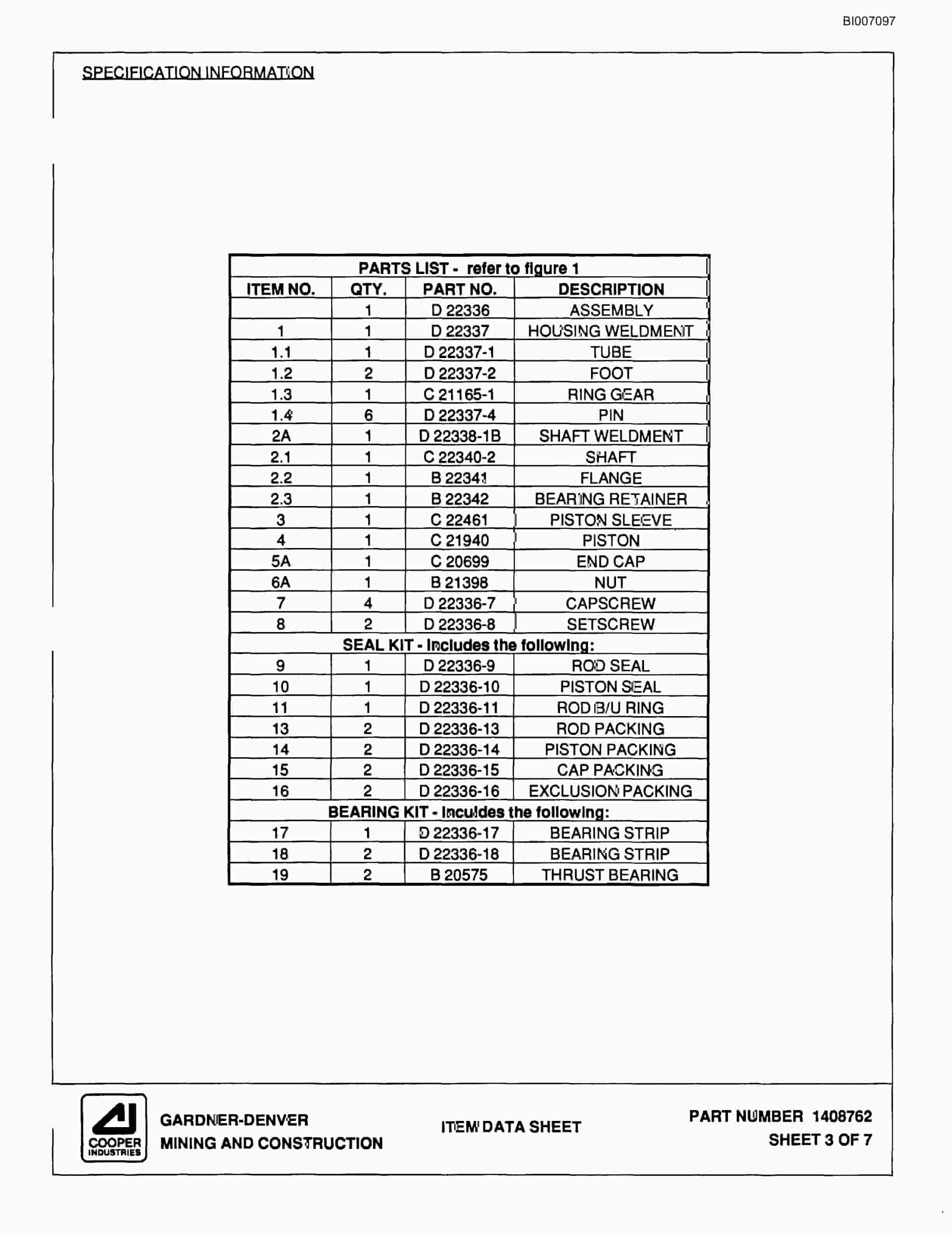 Bucyrus 35B Rotary Blasthole Drill Parts Catalog BI007097-4