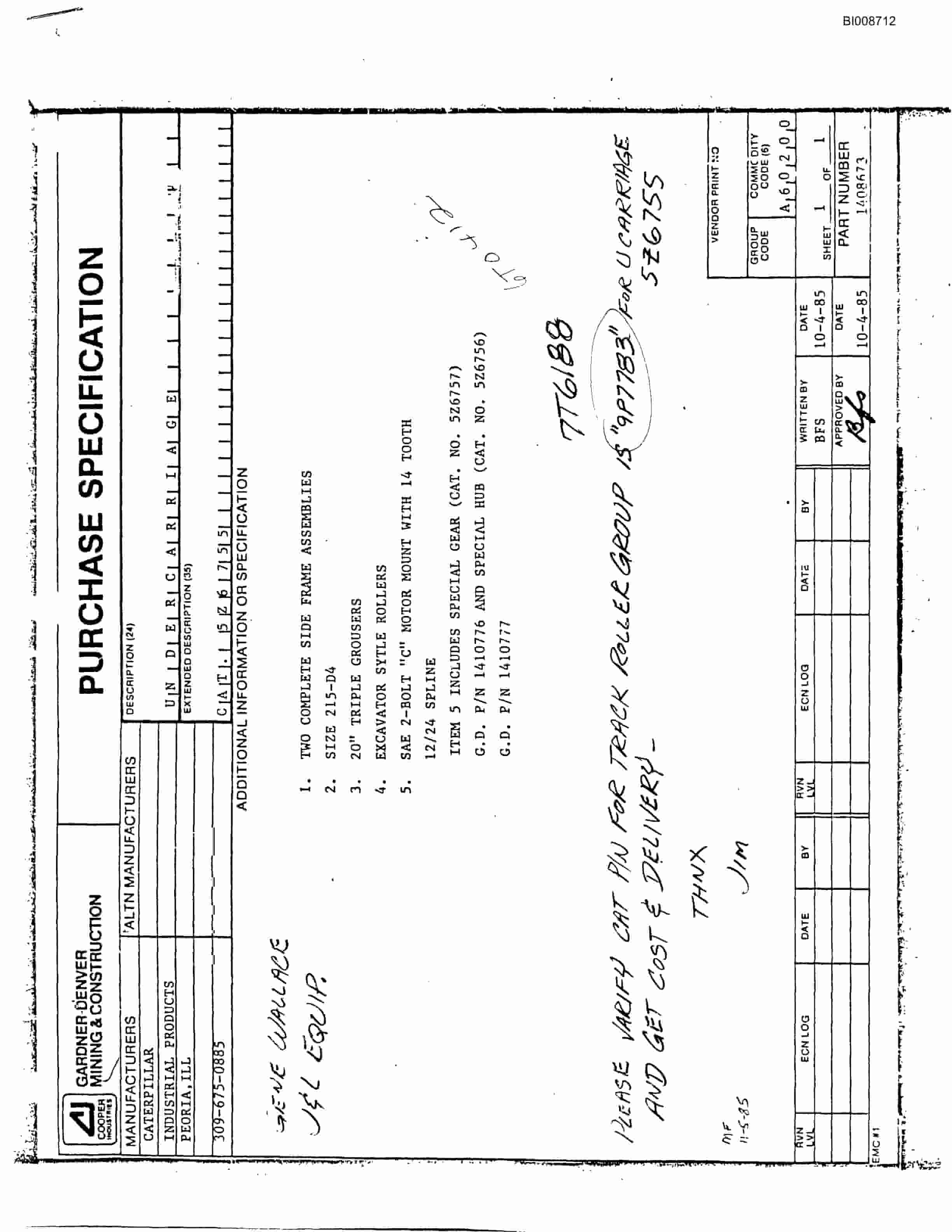 Bucyrus 35B Rotary Blasthole Drill Parts Catalog BI008712-3