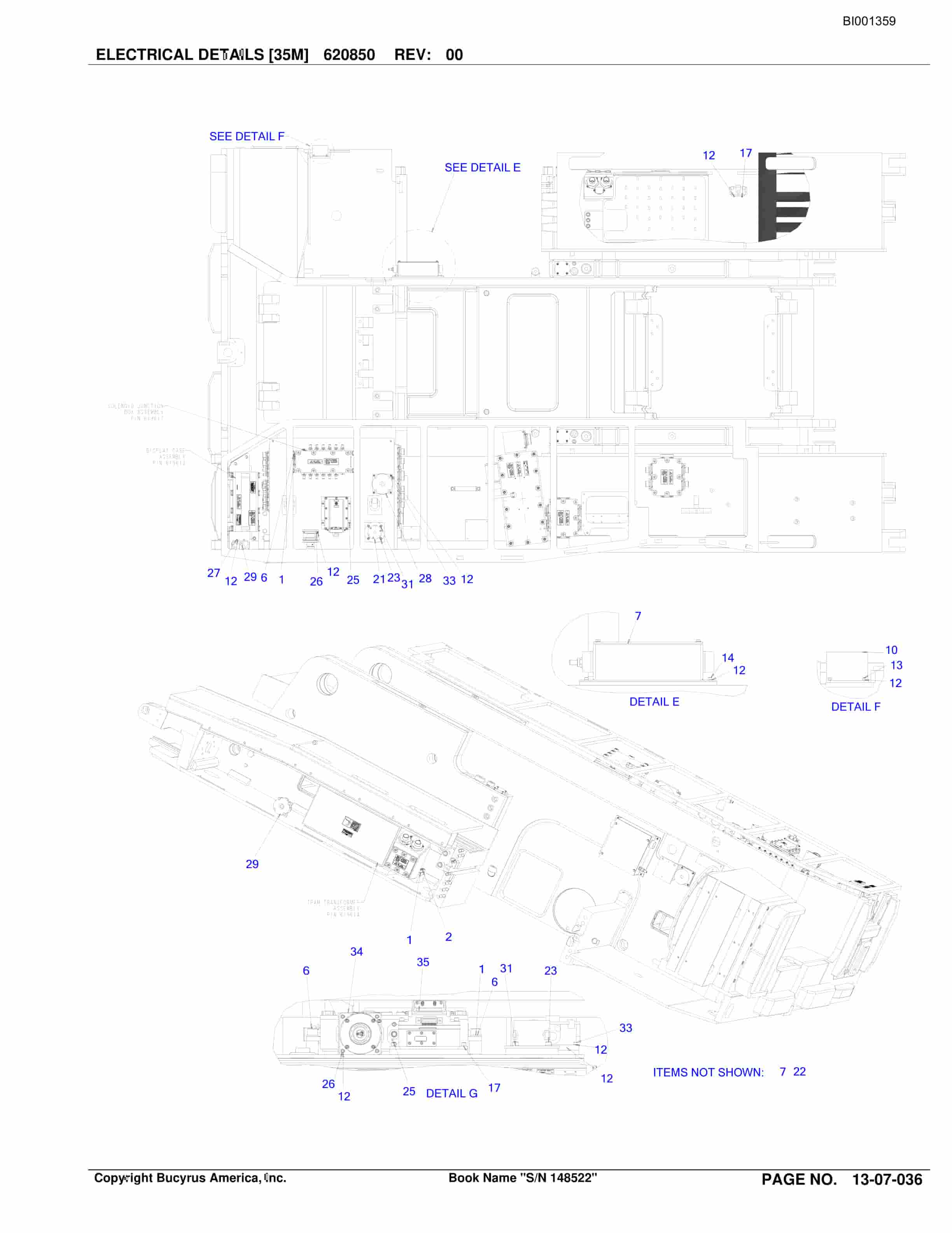 Bucyrus 35M Continuous Miner Spare Parts List BI001359-3