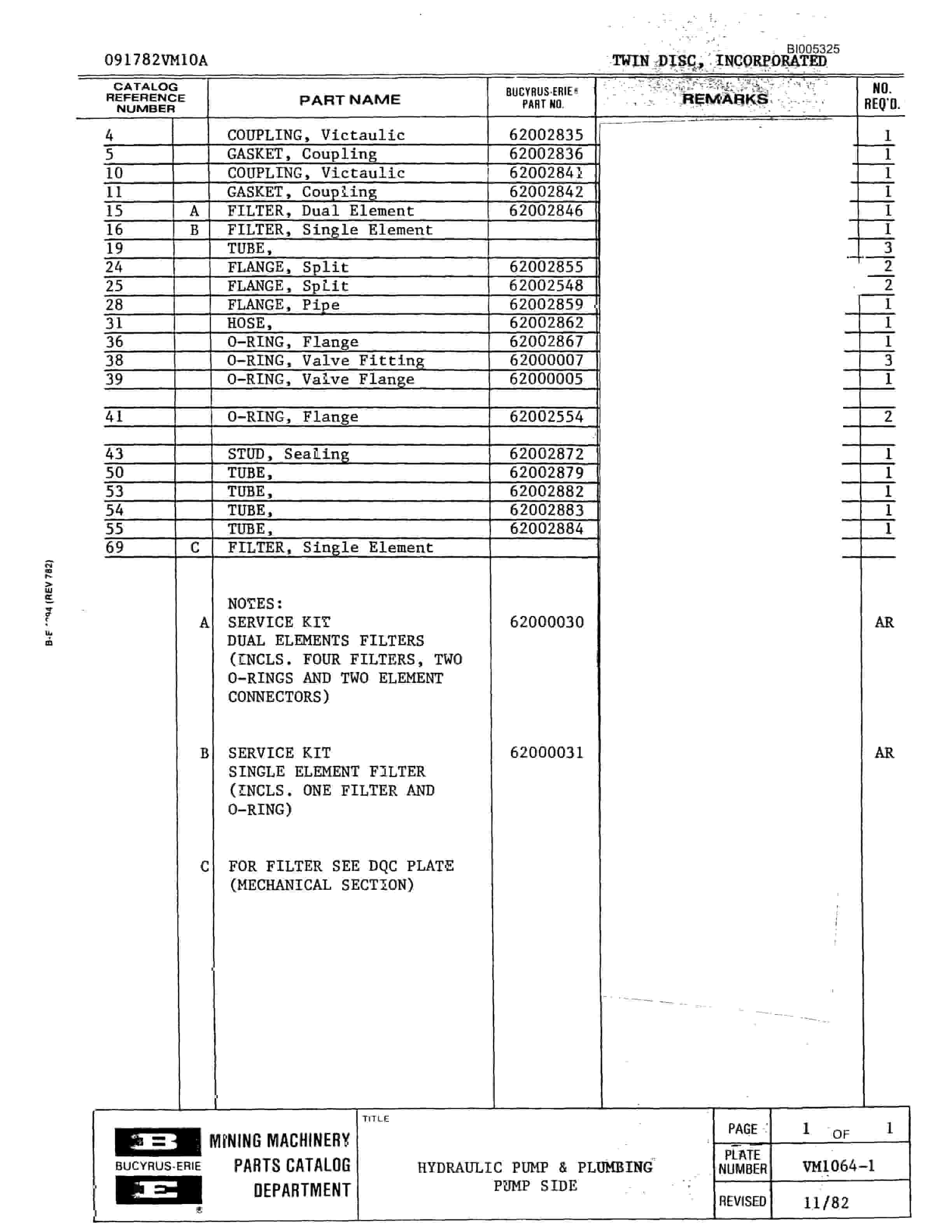 Bucyrus 380W Parts Catalog BI005325-4