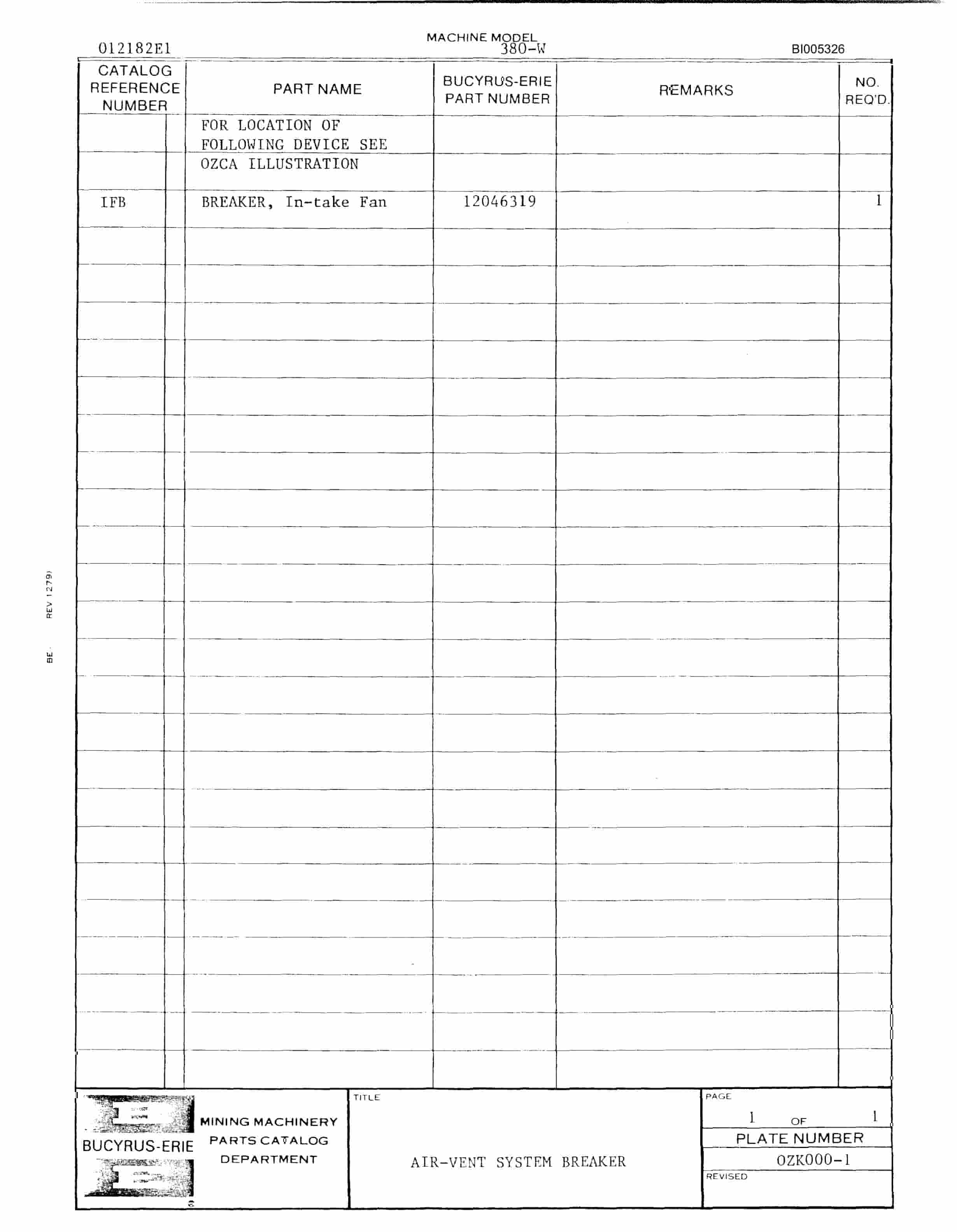 Bucyrus 380W Parts Catalog BI005326-5
