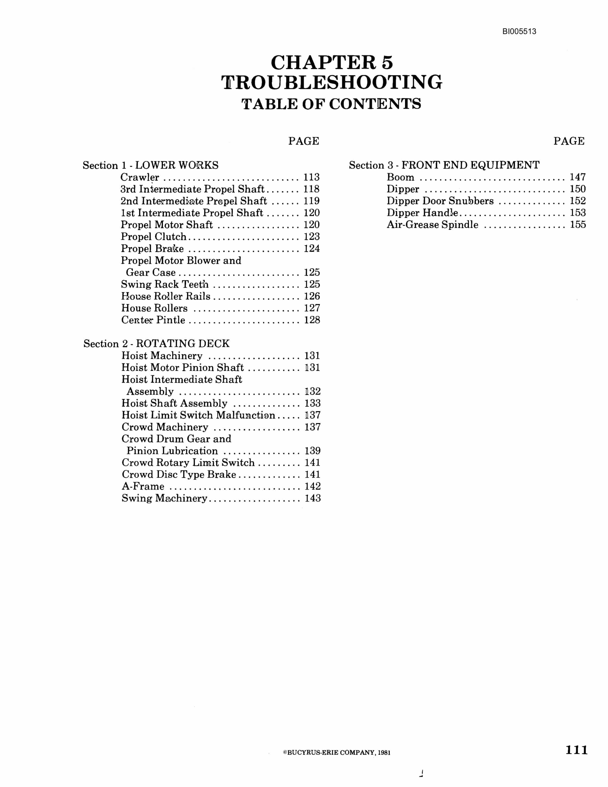 Bucyrus 395B Electric Mining Shovel Technical Manual BI005513-2