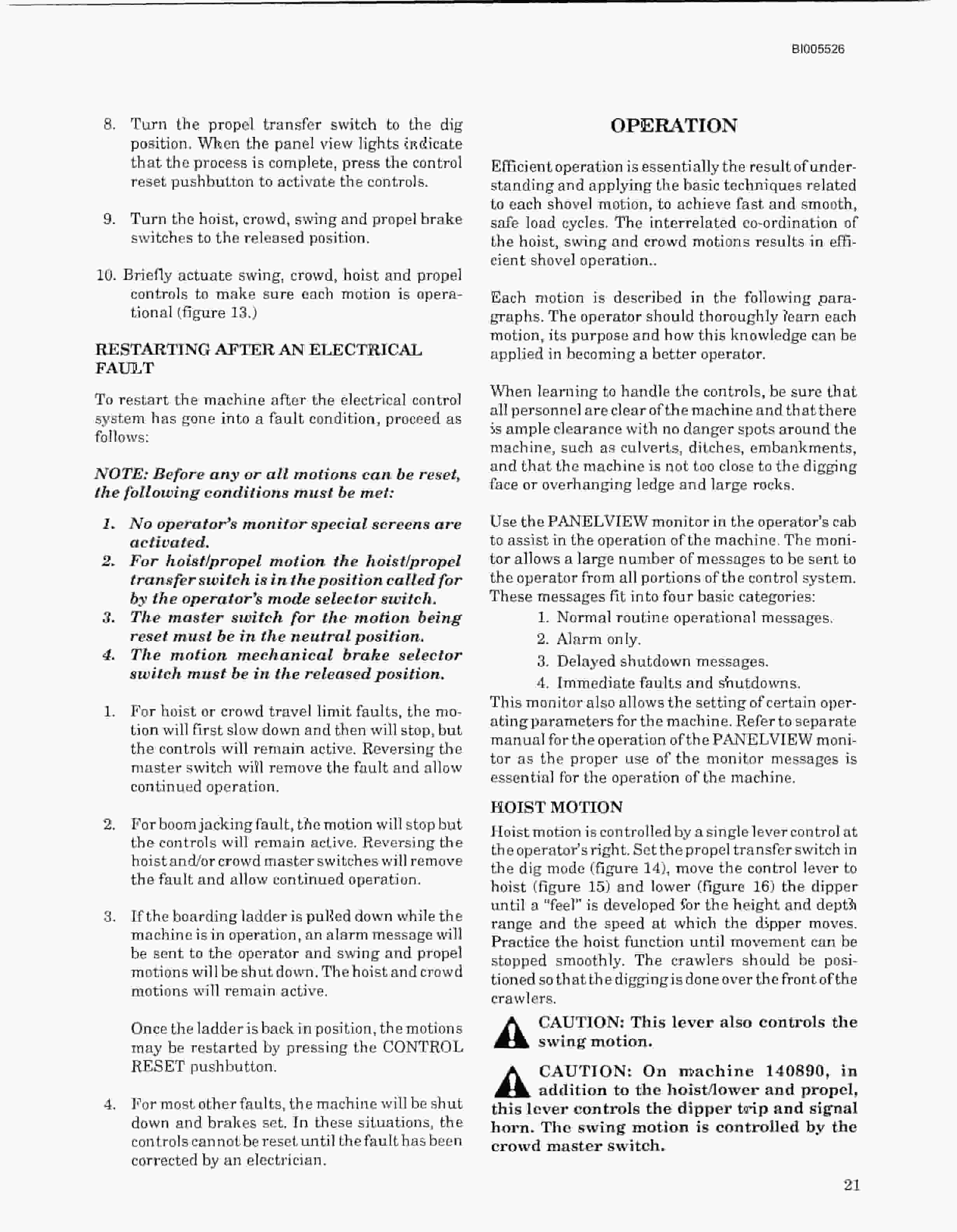 Bucyrus 395BII Electric Mining Shovel Technical Manual BI005526-3