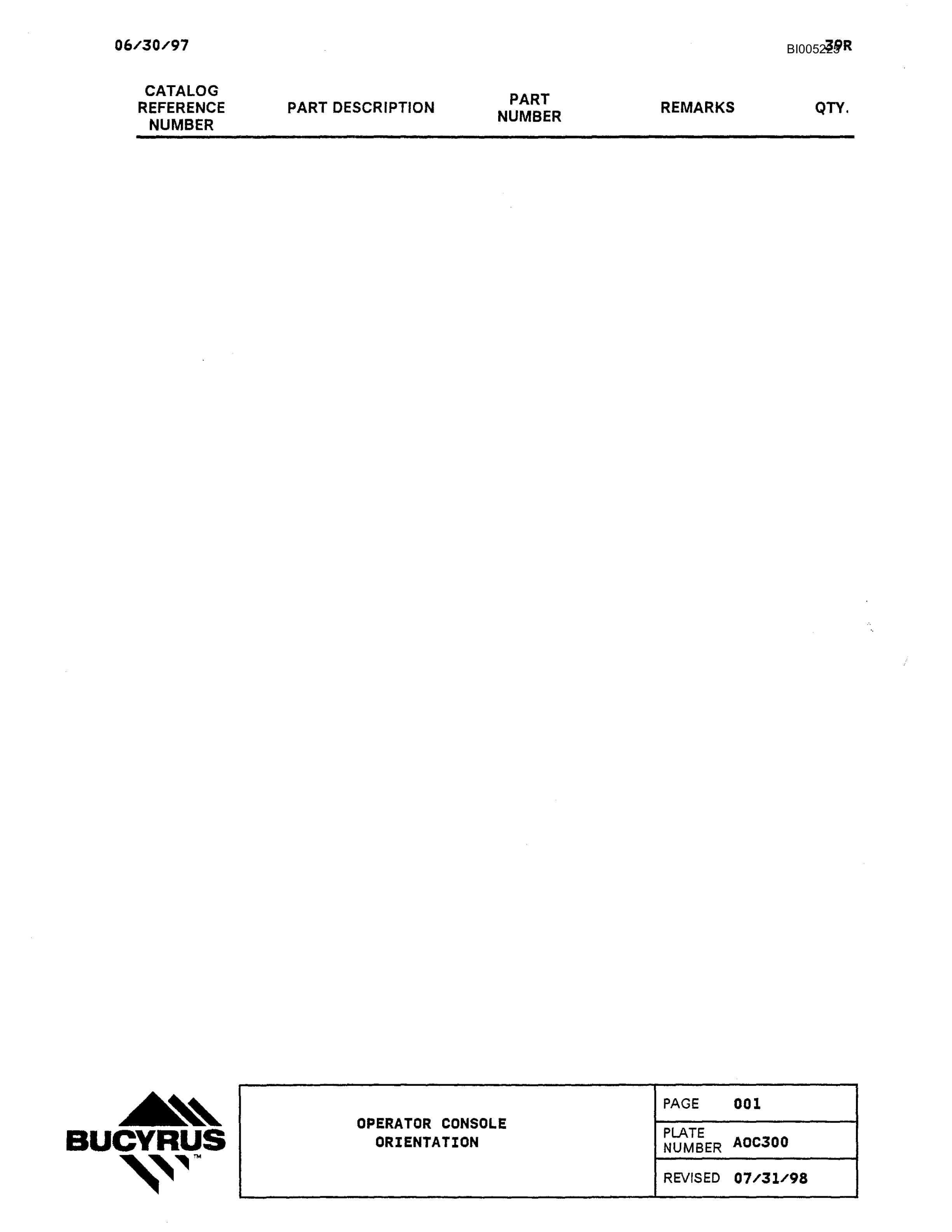Bucyrus 39R Drill Parts Catalog BI005225-2