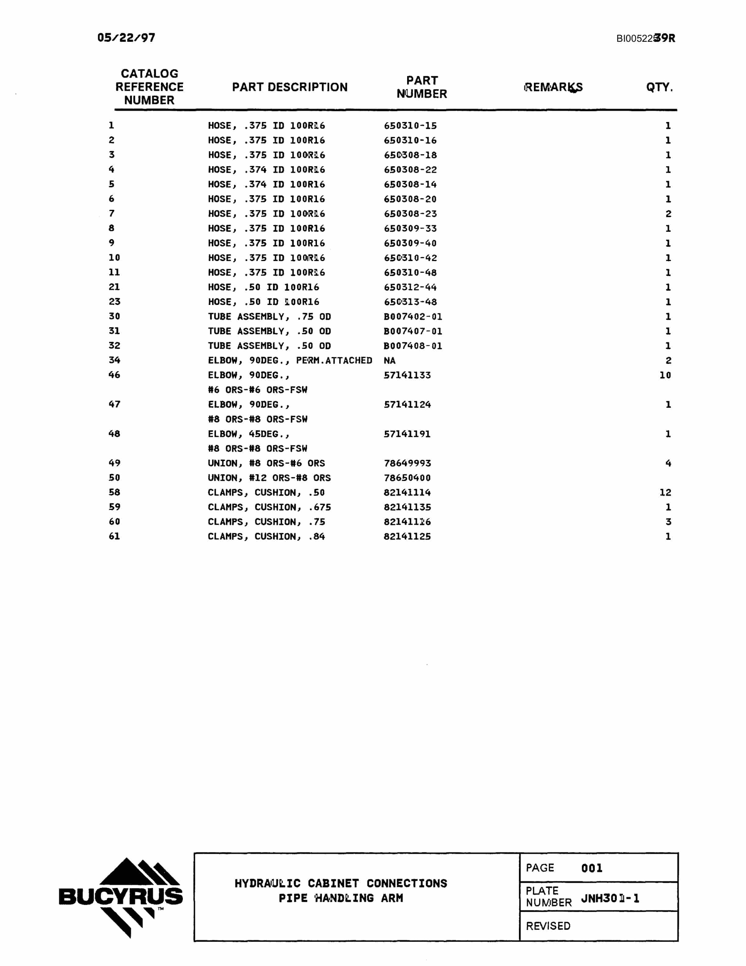Bucyrus 39R Drill Parts Catalog BI005225-4