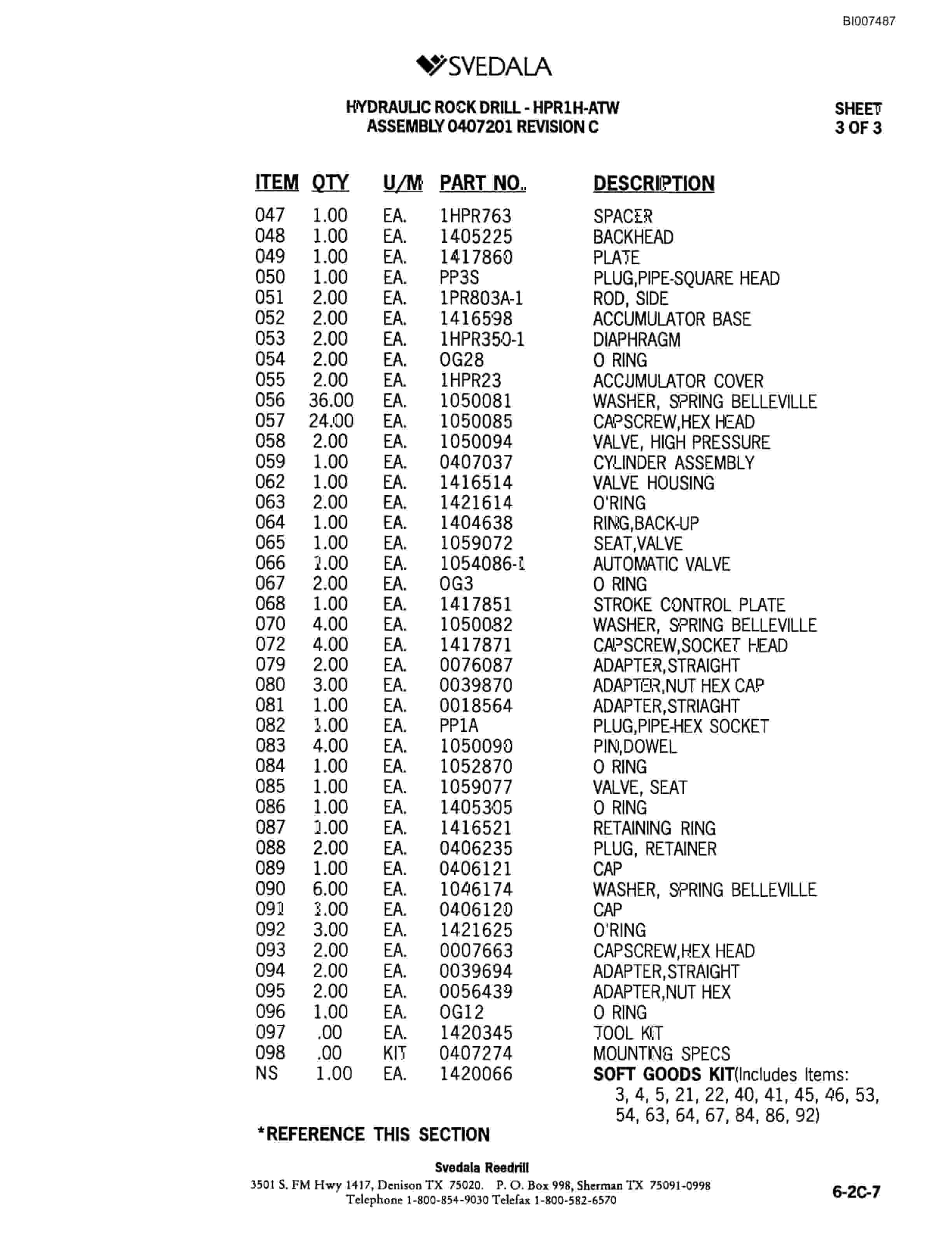 Bucyrus 400 Hydraulic Track Drill Parts Catalog BI007487-2