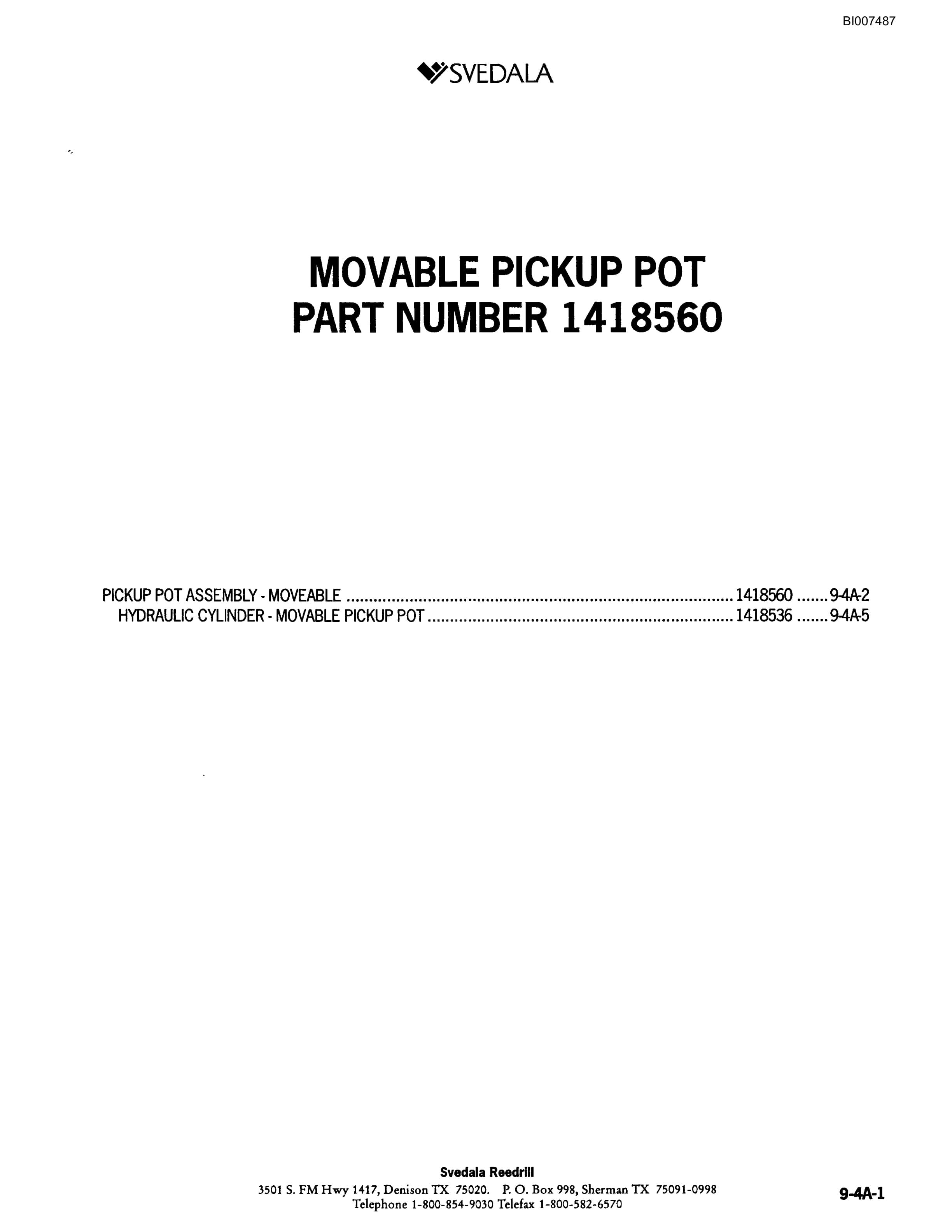 Bucyrus 400 Hydraulic Track Drill Parts Catalog BI007487-4