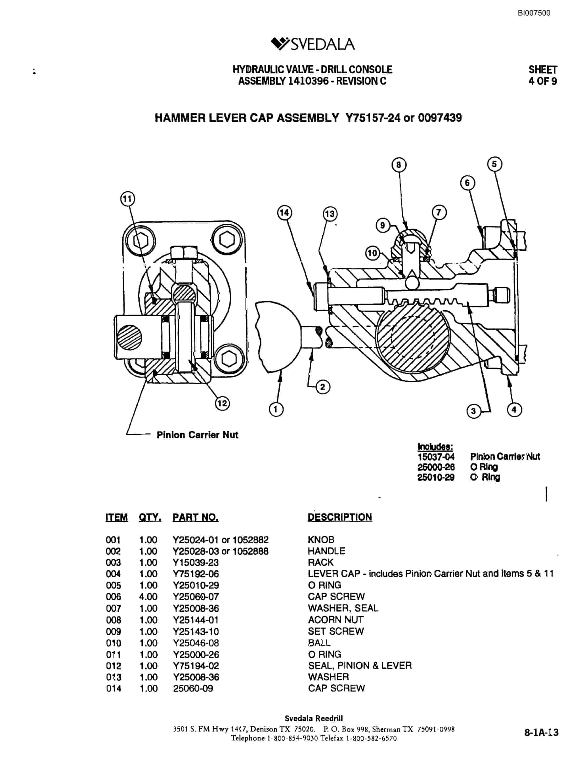 Bucyrus 400 Hydraulic Track Drill Parts Catalog BI007500-3