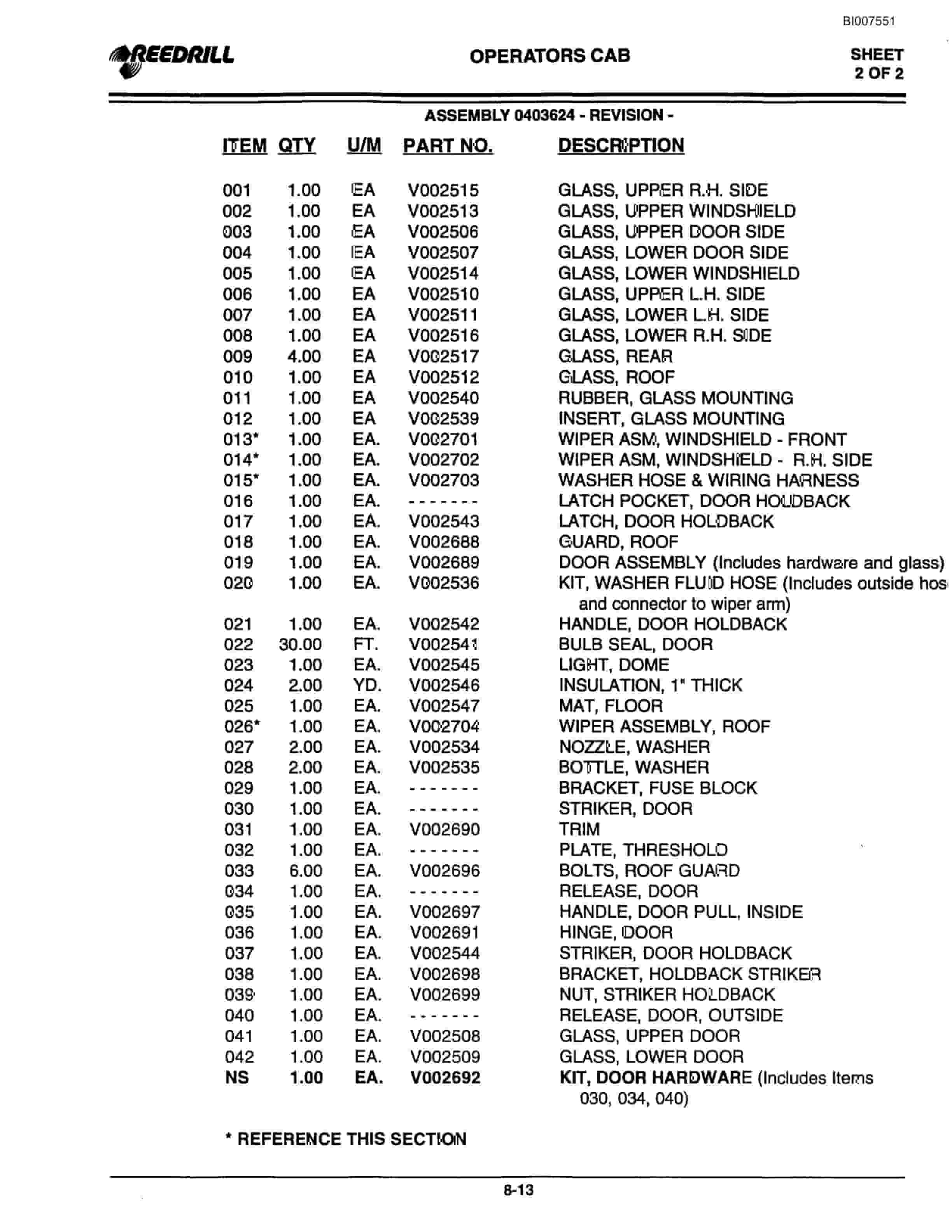 Bucyrus 400 Hydraulic Track Drill Parts Catalog BI007551-3