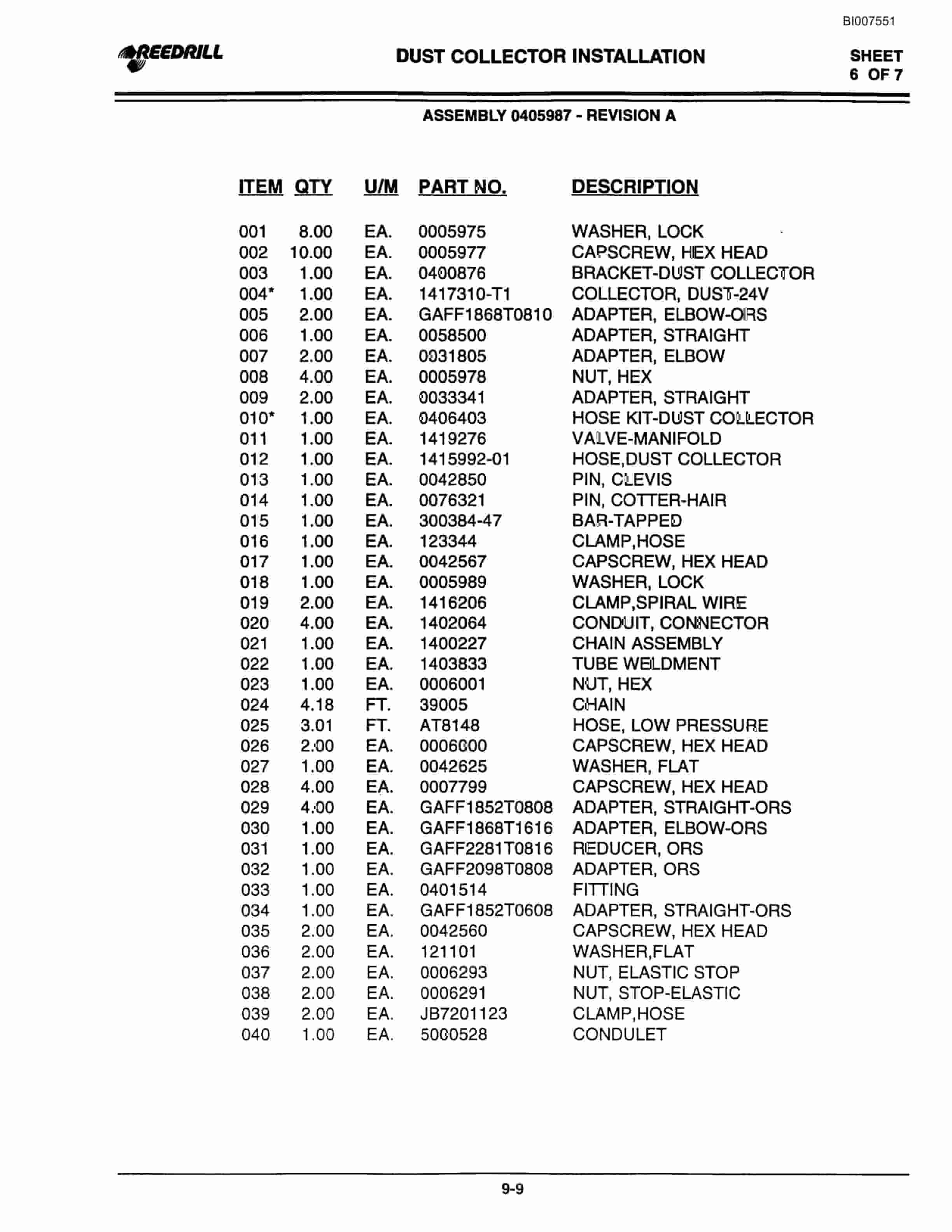 Bucyrus 400 Hydraulic Track Drill Parts Catalog BI007551-5