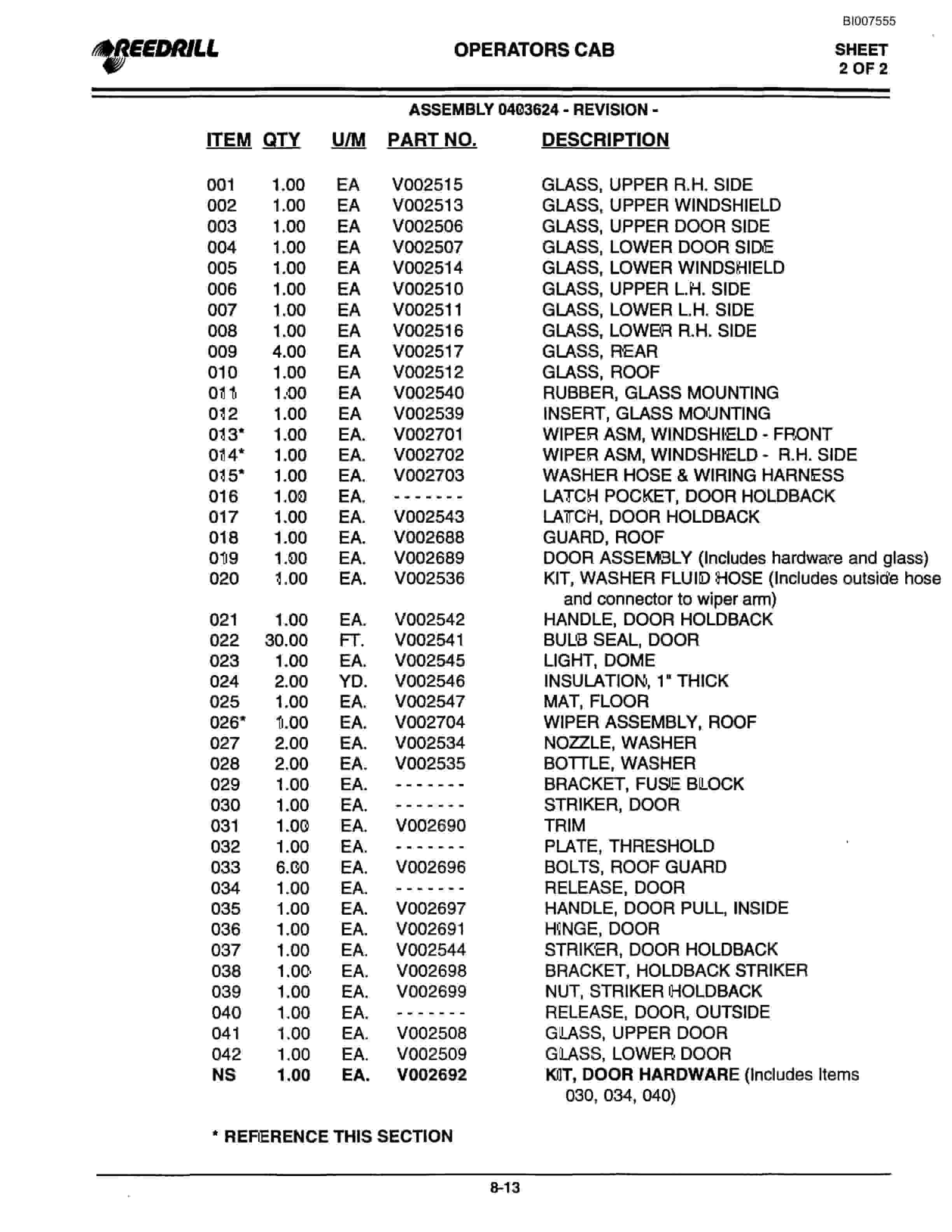 Bucyrus 400 Hydraulic Track Drill Parts Catalog BI007555-3