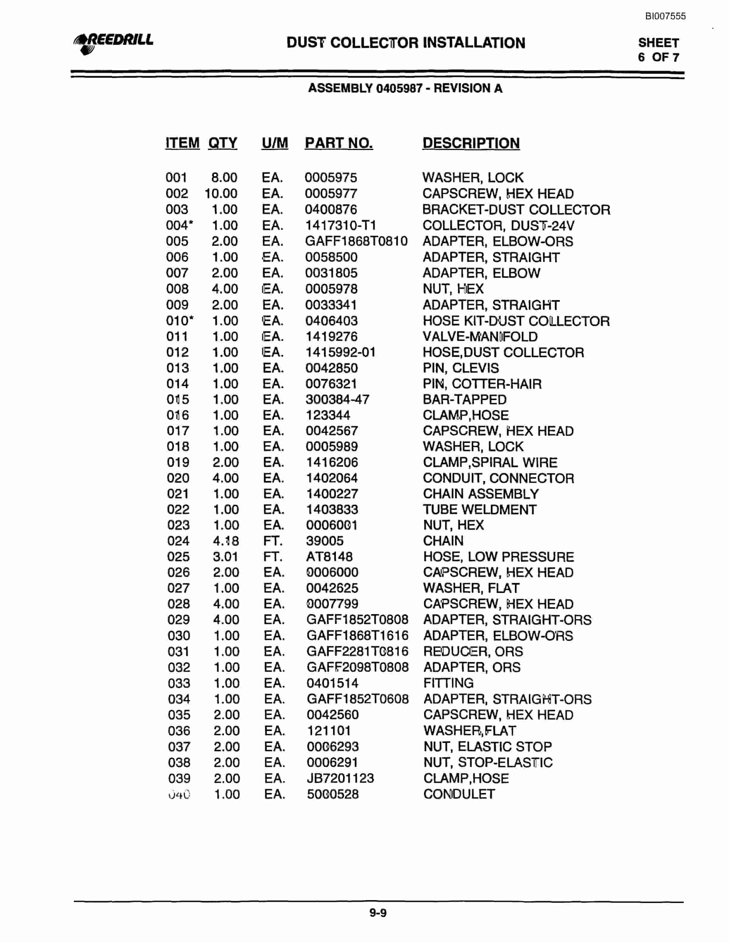 Bucyrus 400 Hydraulic Track Drill Parts Catalog BI007555-5