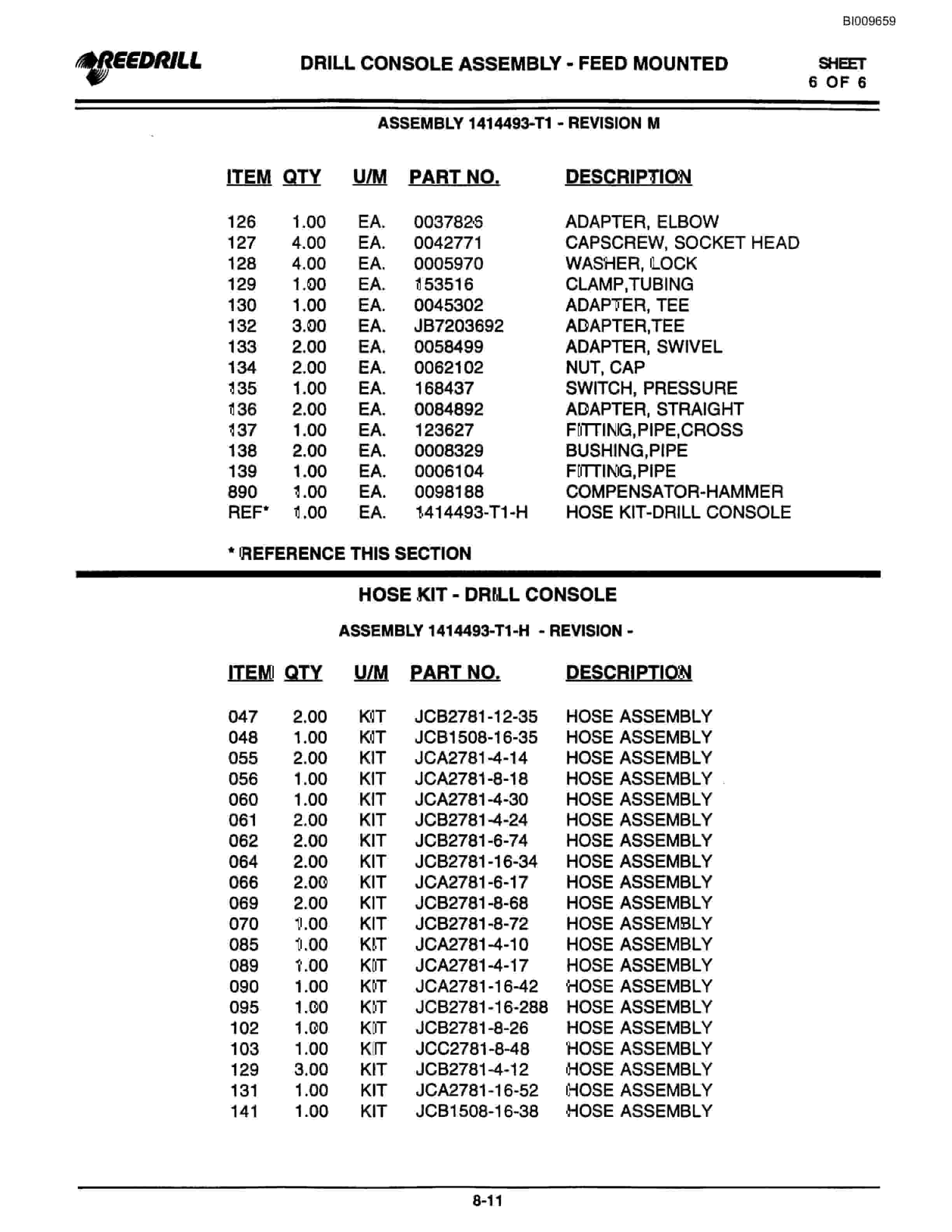 Bucyrus 400 Hydraulic Track Drill Parts Catalog BI009659-3