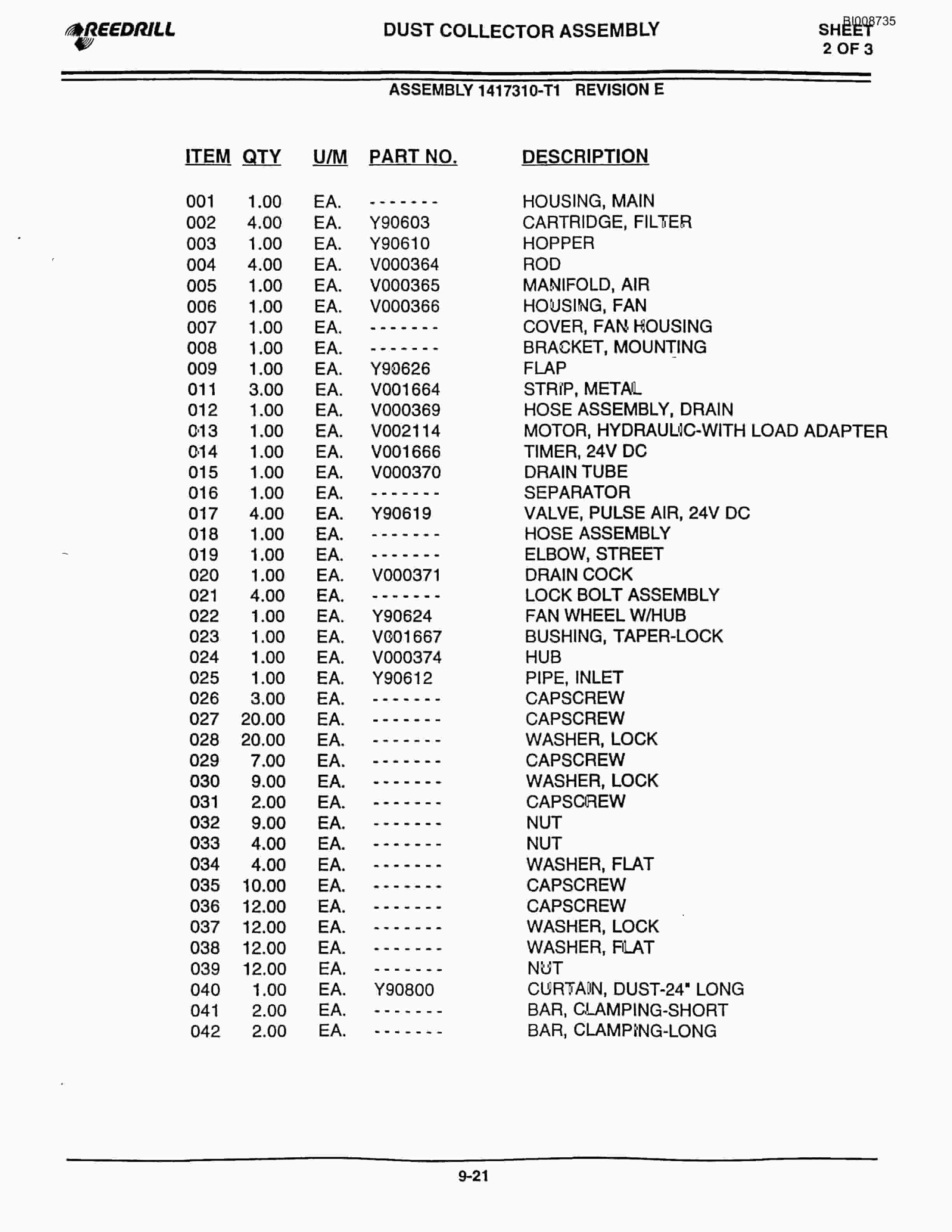 Bucyrus 4000 Hydraulic Track Drill Parts Catalog BI008735-4