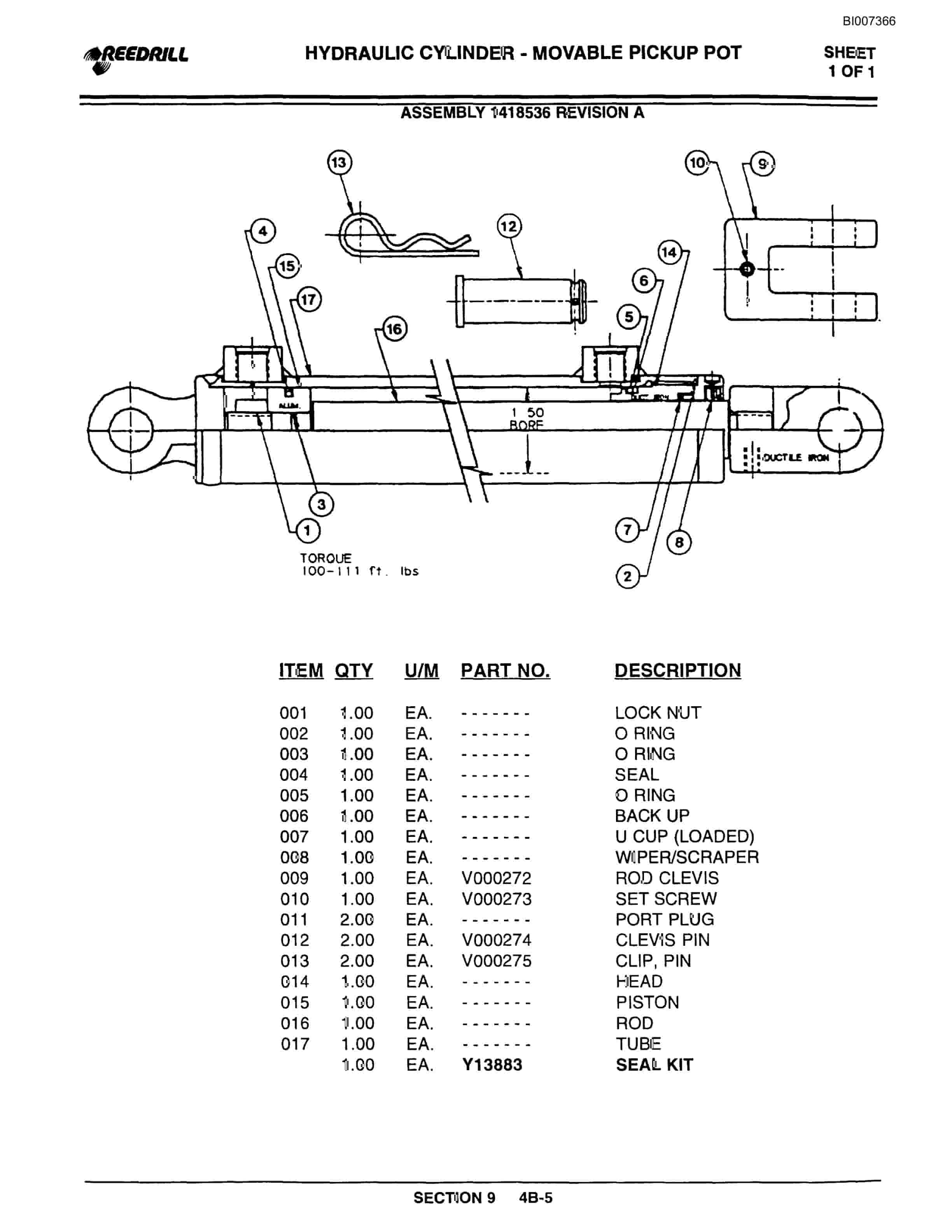 Bucyrus 402 Hydra-Trac Hydraulic Track Drill Parts Catalog BI007366-5