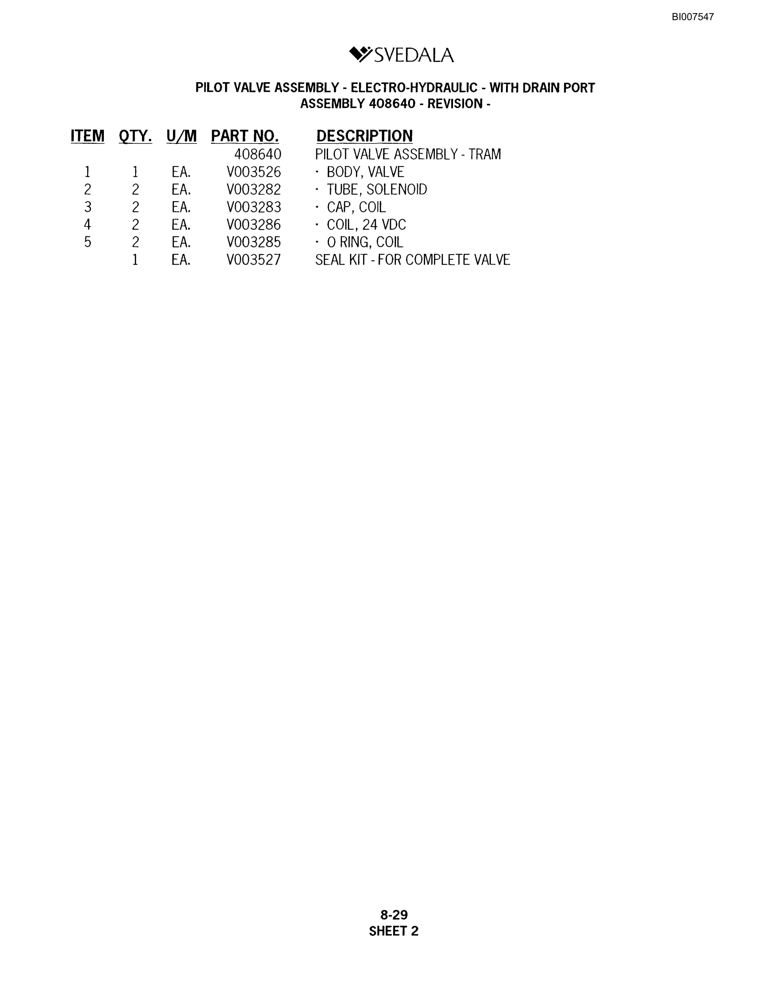 Bucyrus 402 Hydraulic Track Drill Parts Catalog BI007547-4