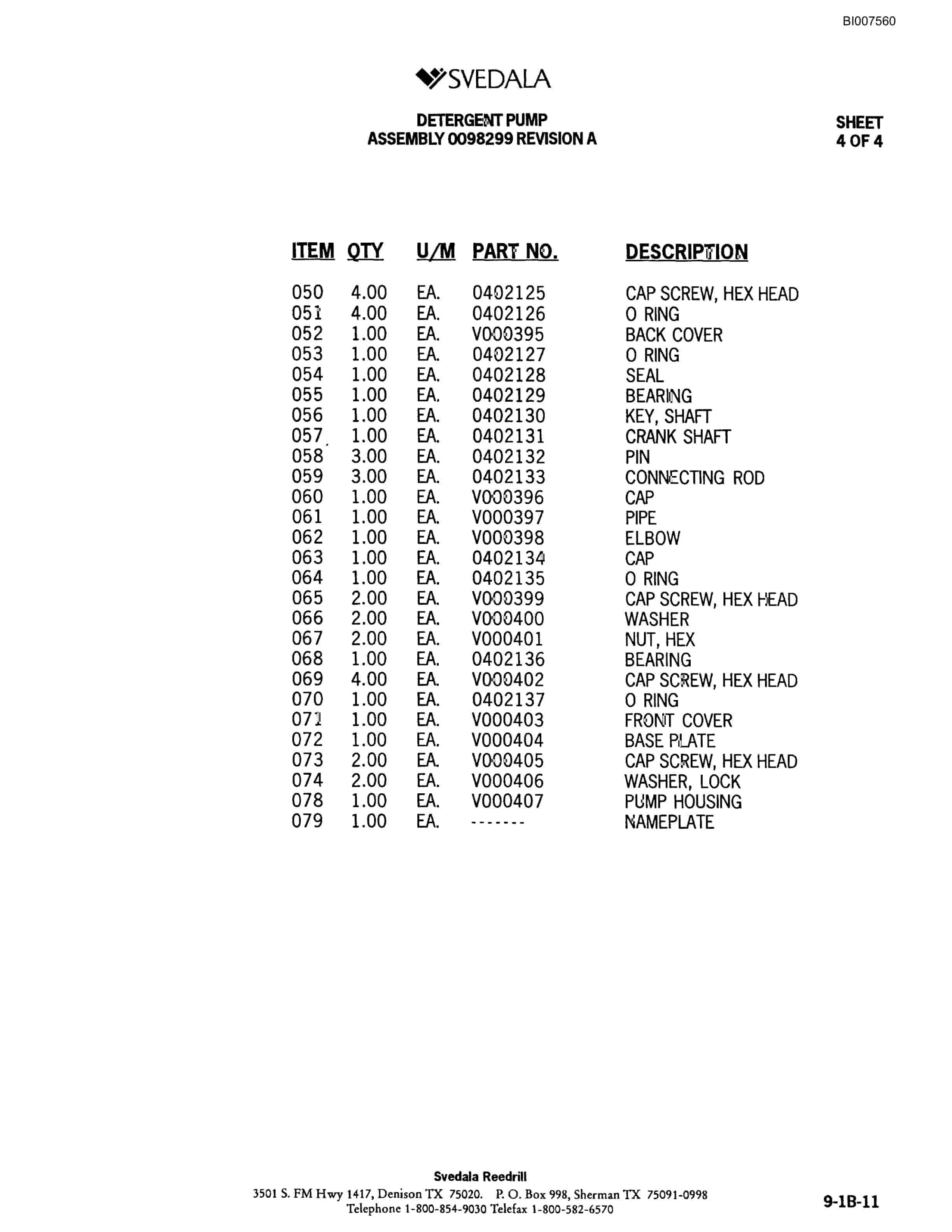Bucyrus 402 Hydraulic Track Drill Parts Catalog BI007560-4
