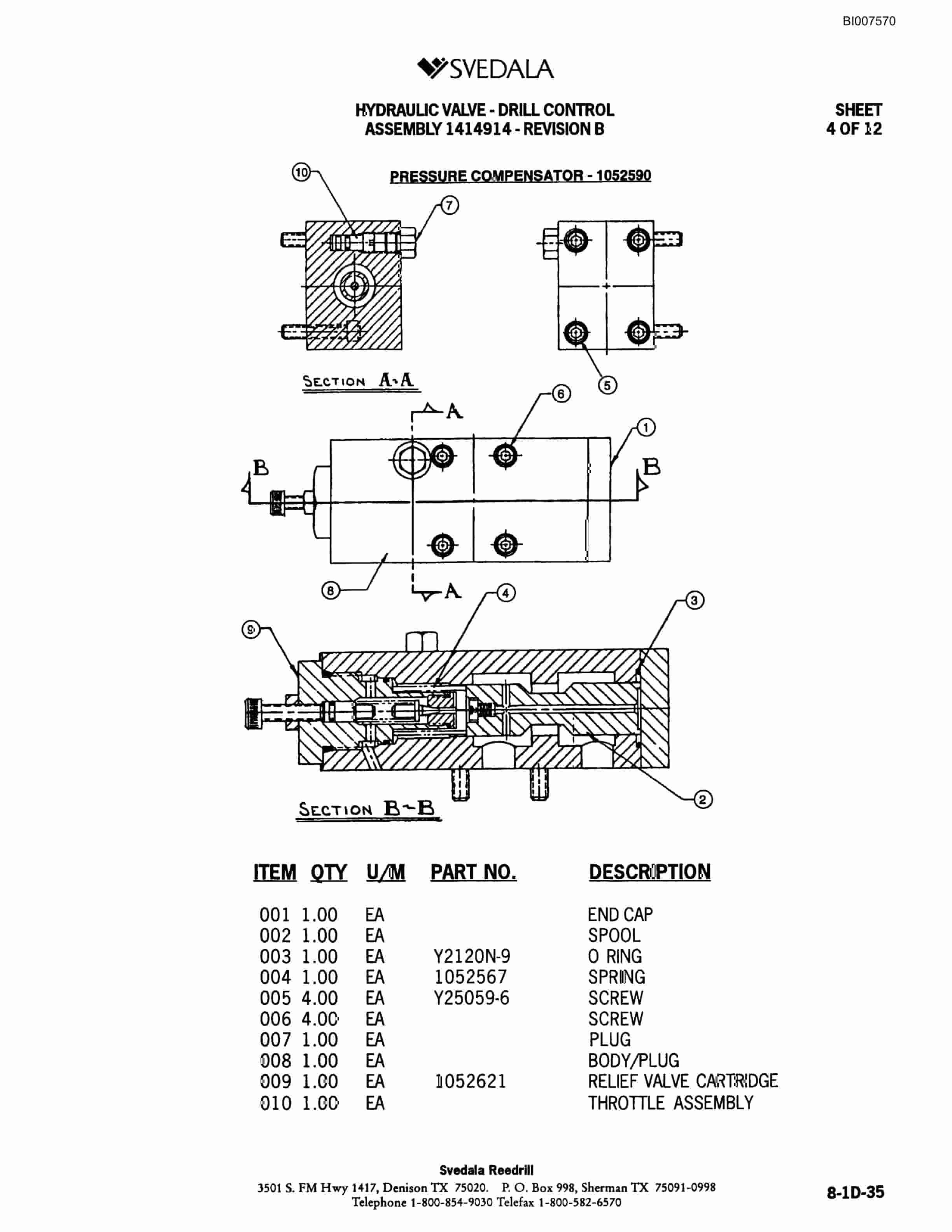 Bucyrus 402 Hydraulic Track Drill Parts Catalog BI007570-3